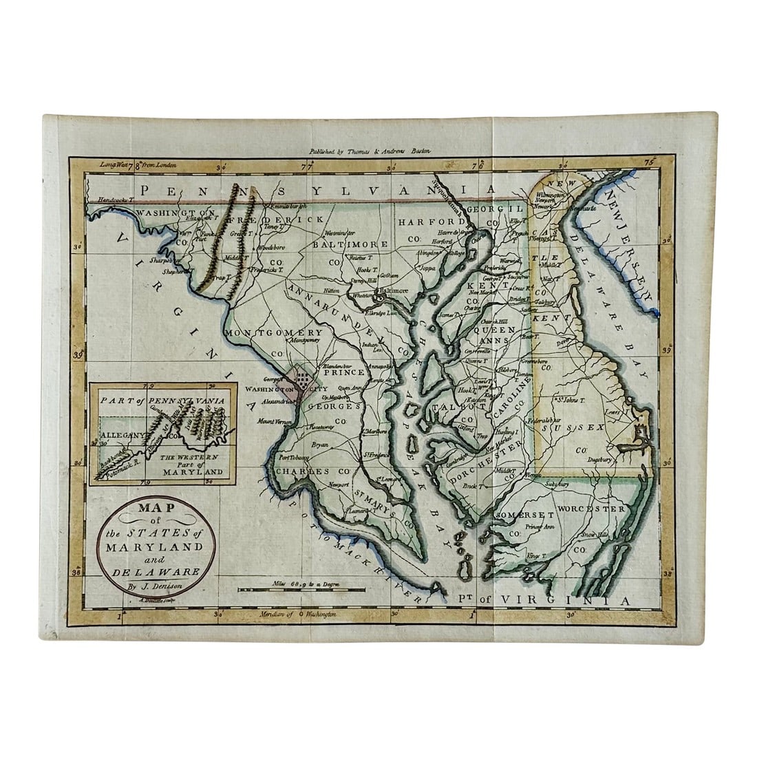 Maryland & Delaware Map by Morse, Circa 1796 (1 of 5)