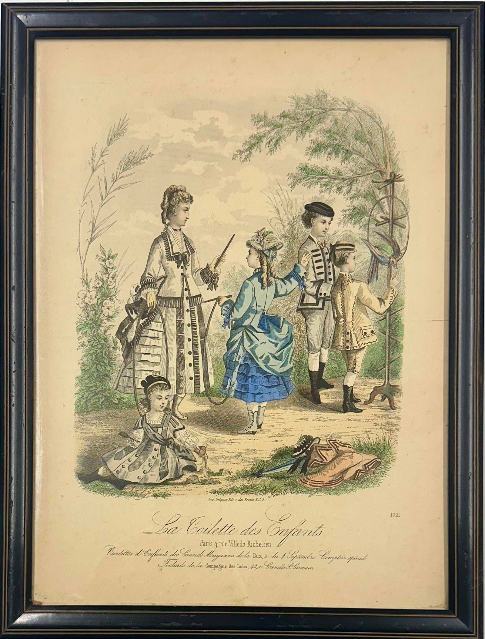 French Fashion Print "La Toilette Des Enfants", 1855 (Framed) - 2