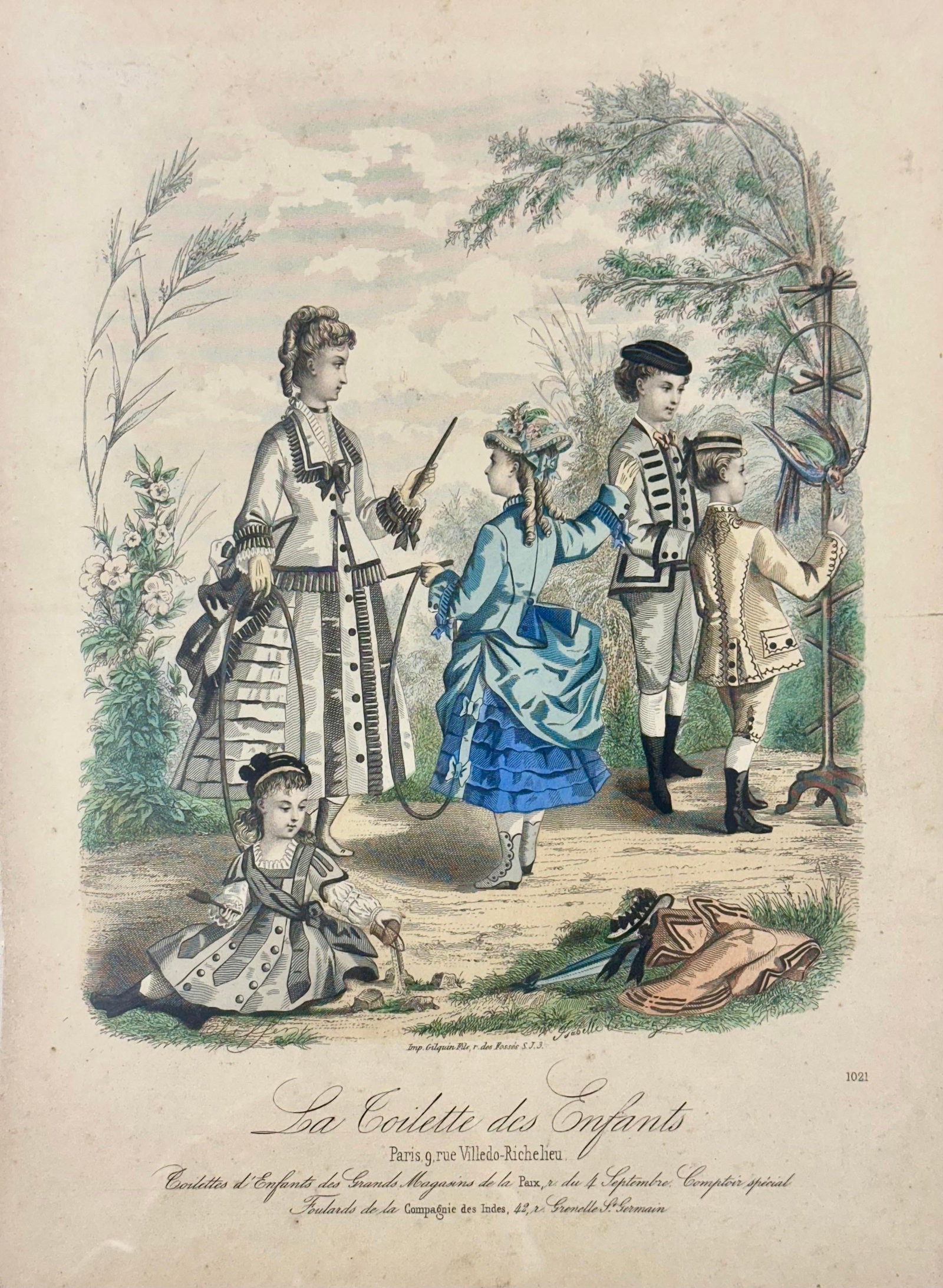 French Fashion Print "La Toilette Des Enfants", 1855 (Framed) - 3