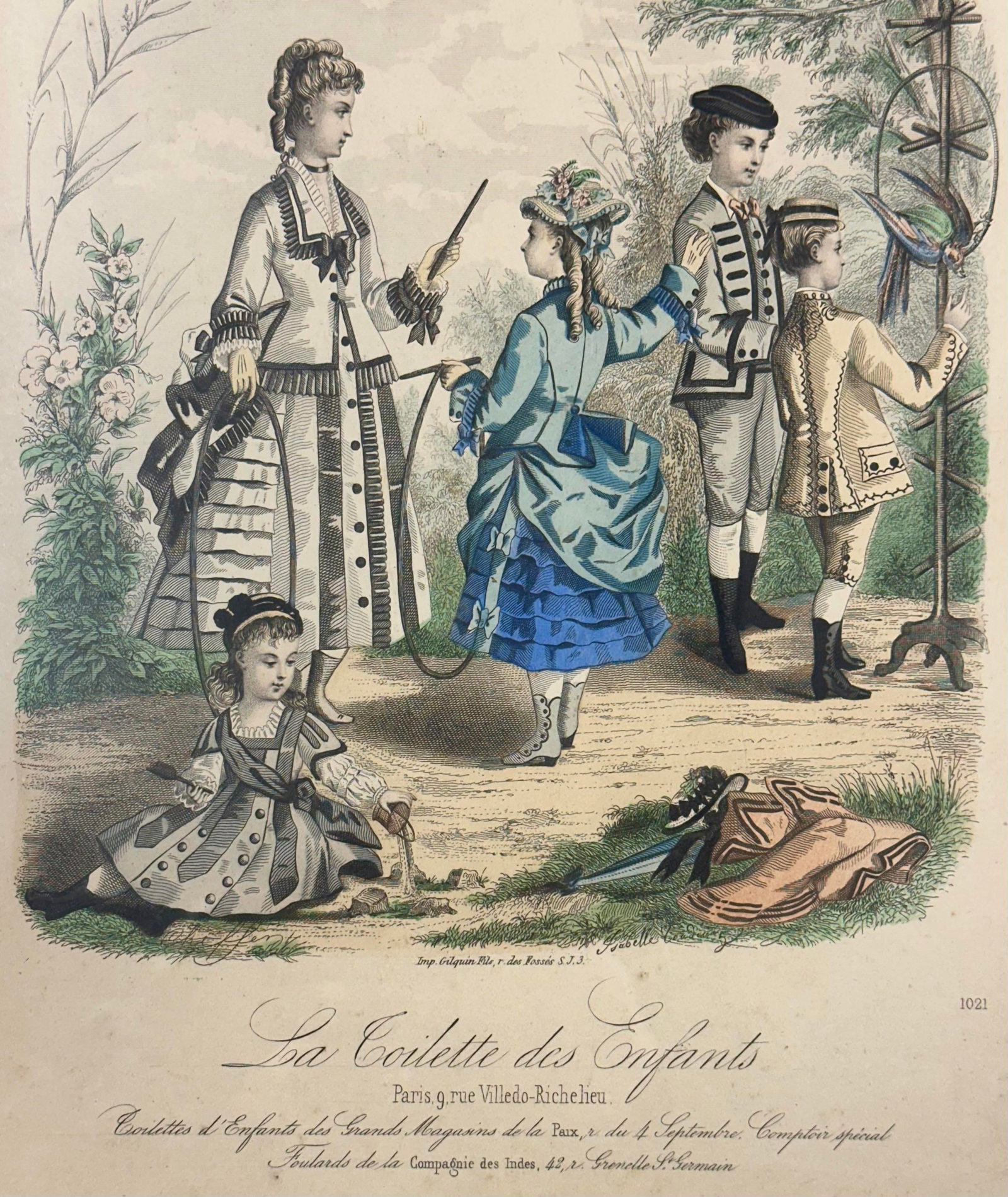 French Fashion Print "La Toilette Des Enfants", 1855 (Framed) - 4