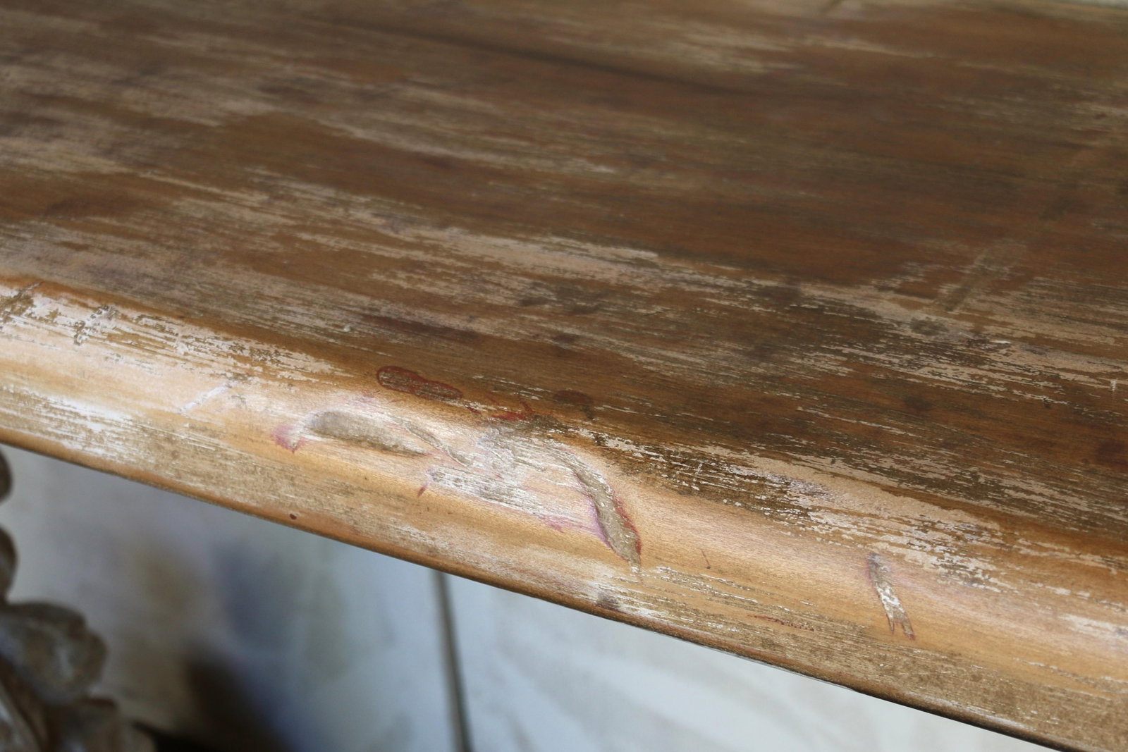 Vintage Carved Wood Console Table "” Solid Wood Pedestal Base, Circa 1940s - 17