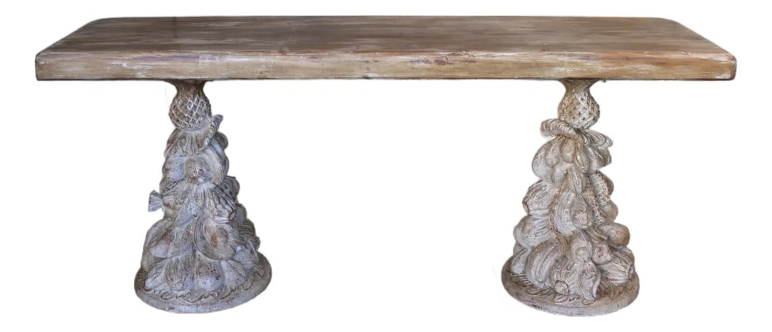 Vintage Carved Wood Console Table "” Solid Wood Pedestal Base, Circa 1940s (1 of 17)