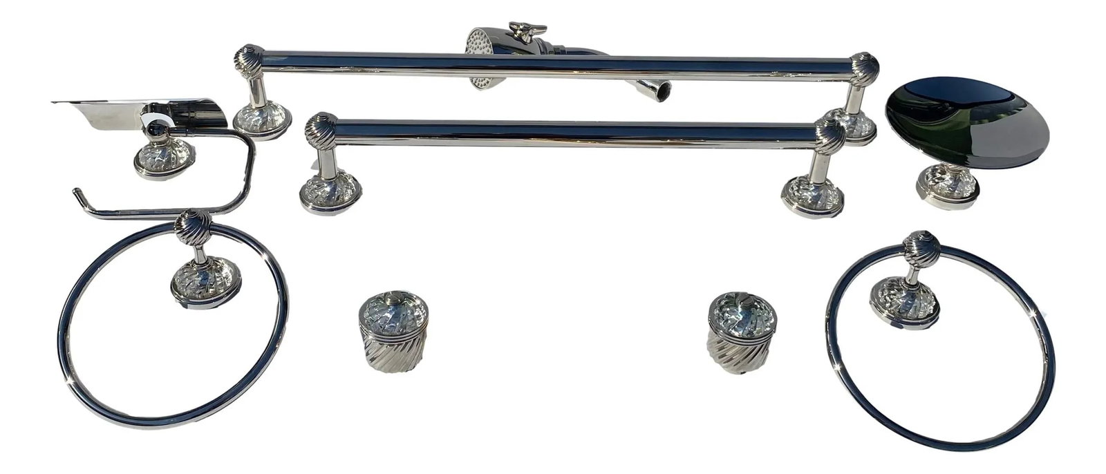 THG Paris Faucet, Handles, Towel Bars, Towel Rings, Soap Dish, Tp Holder and Shower Head - 13 Pieces - 13