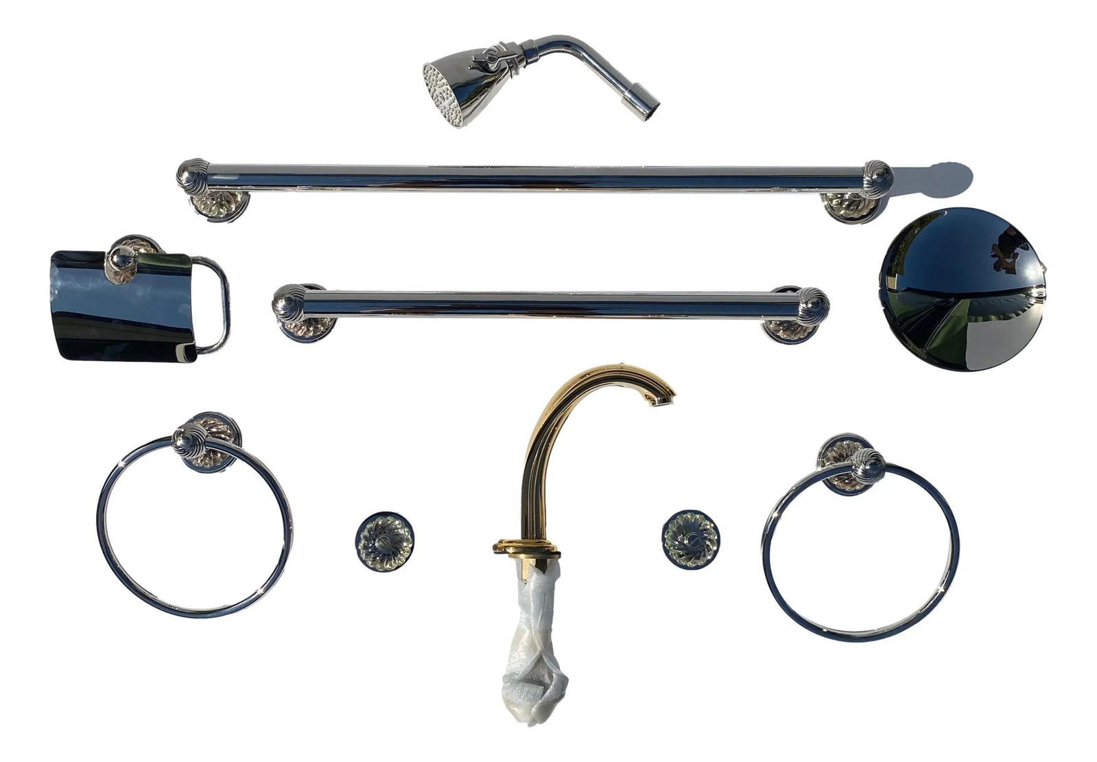 THG Paris Faucet, Handles, Towel Bars, Towel Rings, Soap Dish, Tp Holder and Shower Head - 13 Pieces - 2