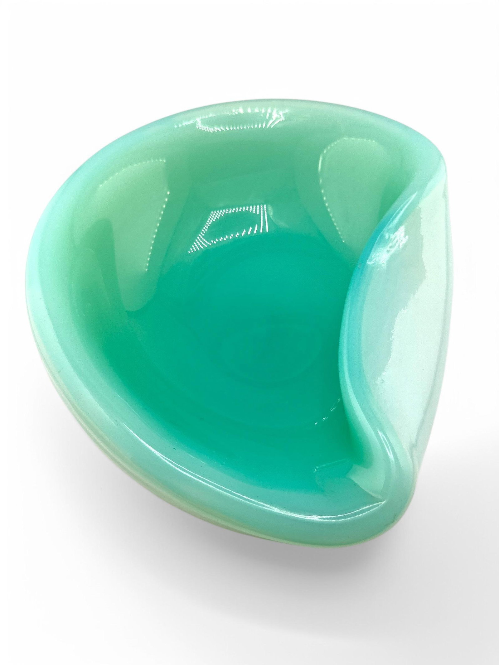 Vintage Murano Glass Sommerso Ashtray Seguso Poli Barbini Venini Teal & White - 5