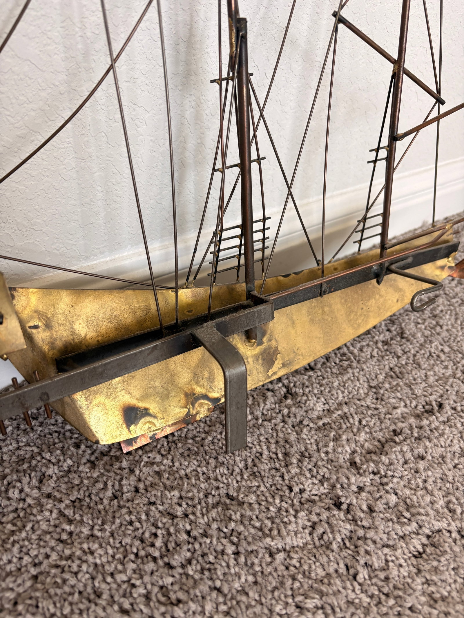 1970s Signed Curtis Jere Mid-Century Modern Sailing Ship & Harbor Village Wall Sculpture - 9