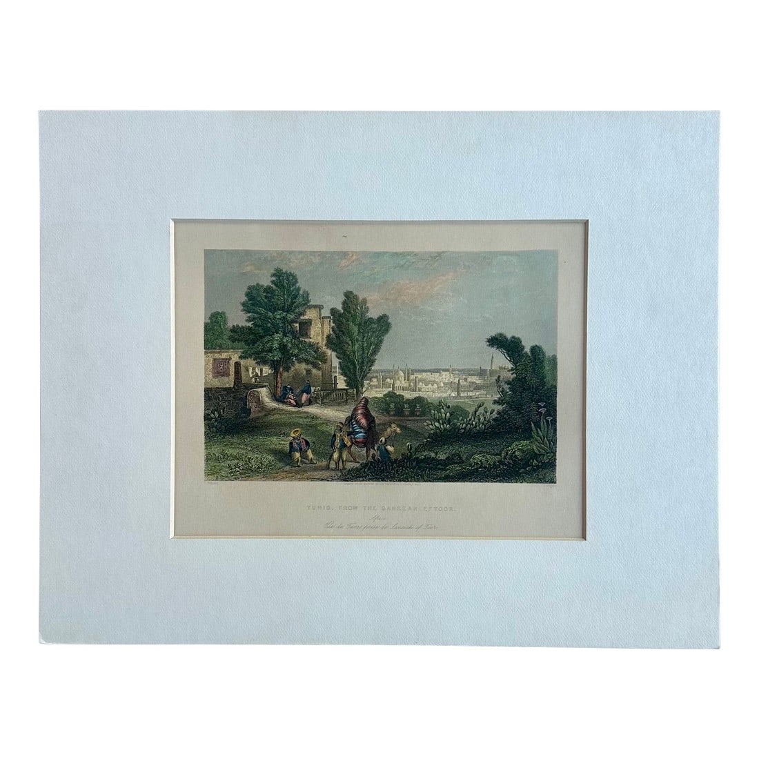 Tunis (Saneeah Eftoor), Africa, Original Print, 1840: Original hand colored steel engraving by J. Sands. Dimensions: 16 x 12" Please note: If you purchase multiple items, we'll gladly combine shipping"”just send us a message. Also, we offer white