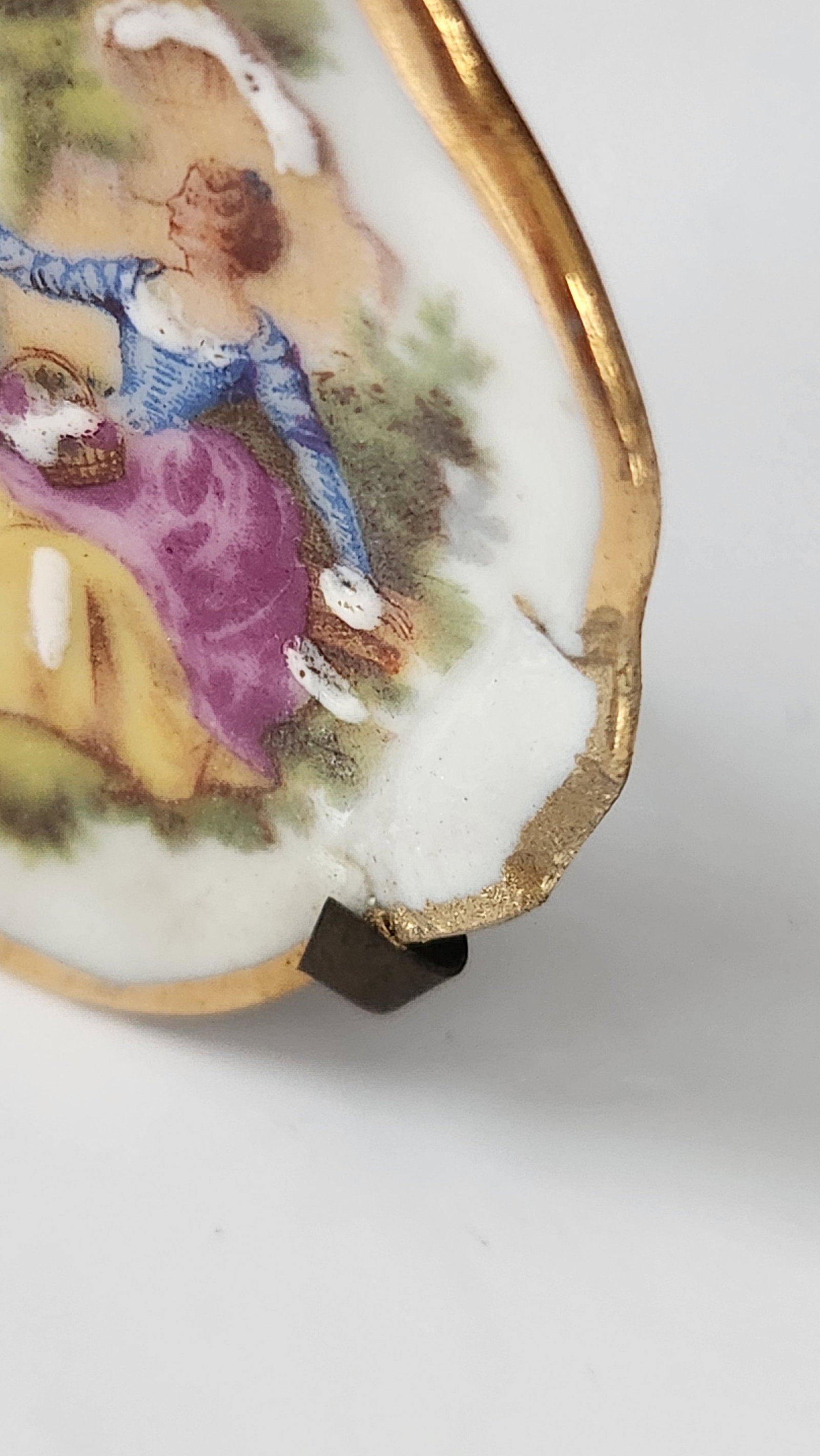 Antique Victorian Miniature Porcelain Plates & Matching Tray – Romantic Pastoral Scenes, Gilt - 5
