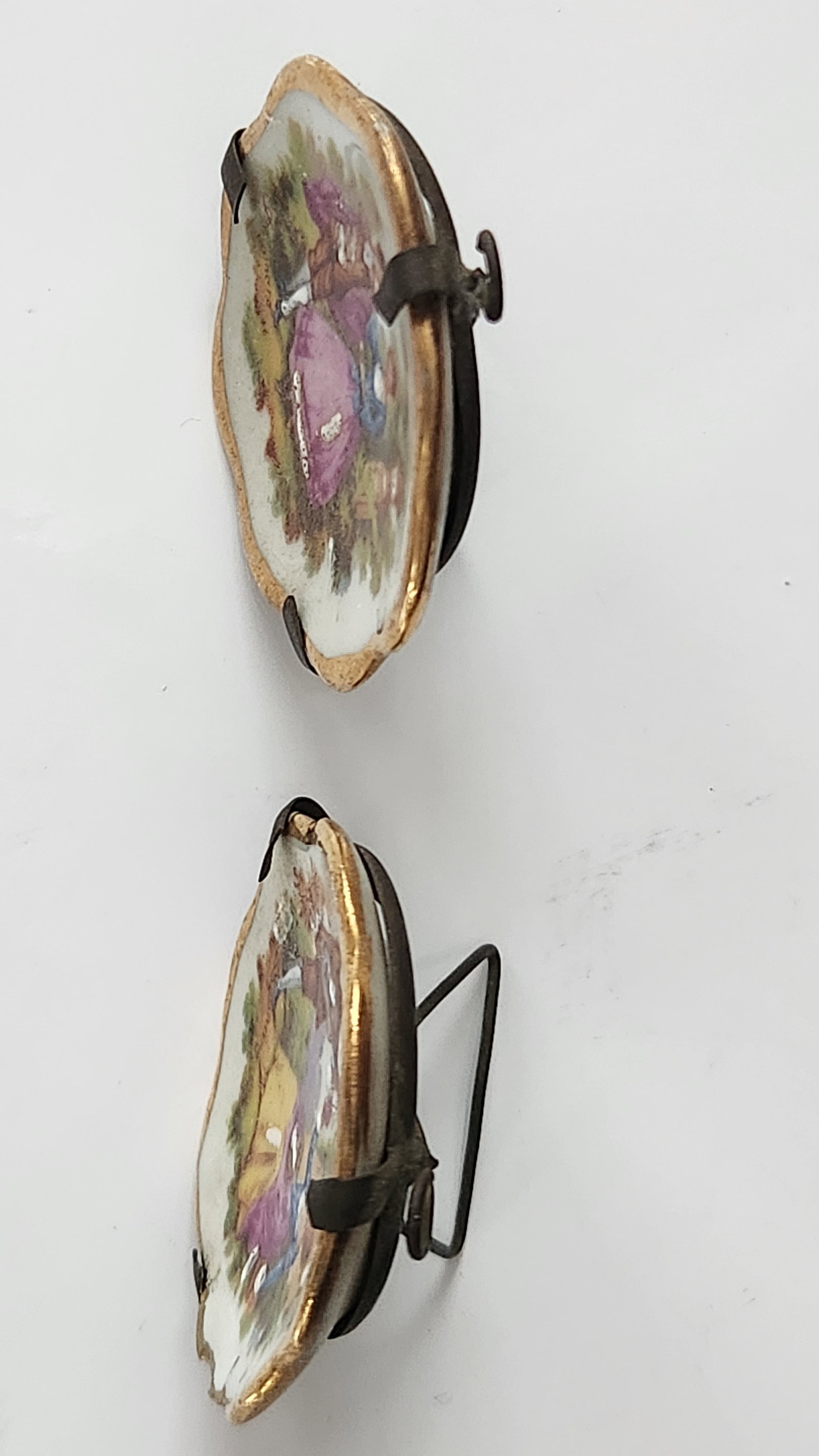 Antique Victorian Miniature Porcelain Plates & Matching Tray – Romantic Pastoral Scenes, Gilt - 8