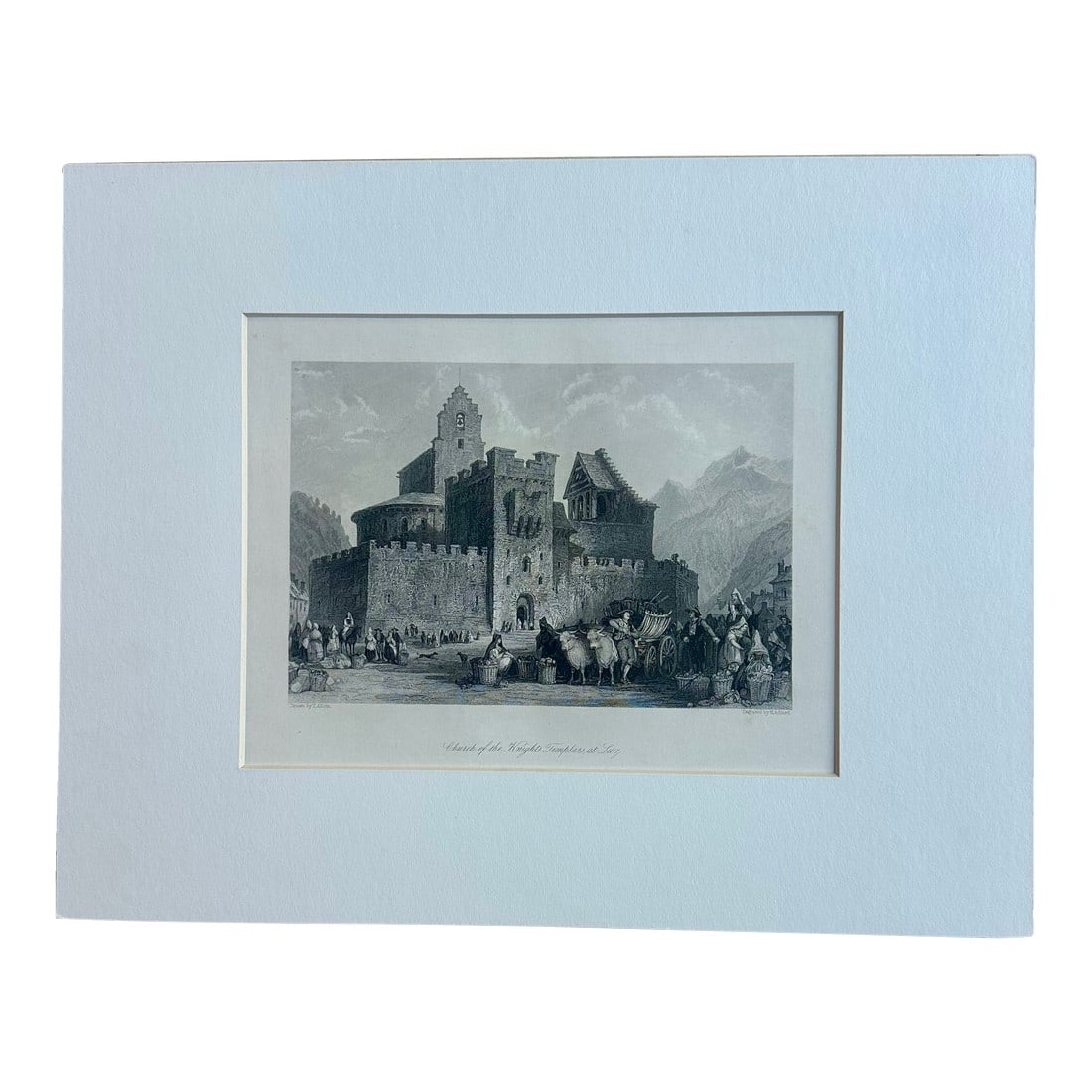 Church of the Knights Templars, at Luz" Original Print by Allom, 1845 (1 of 3)