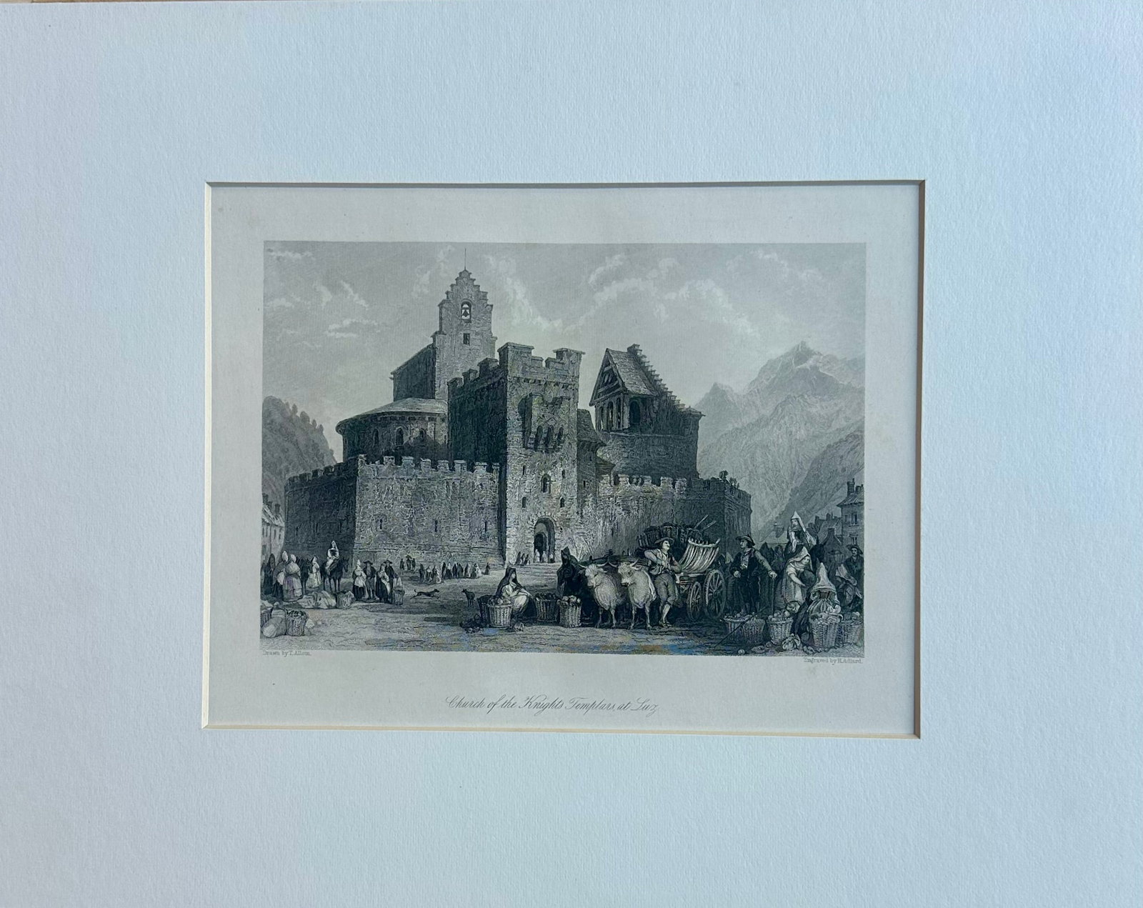 Church of the Knights Templars, at Luz" Original Print by Allom, 1845 - 3