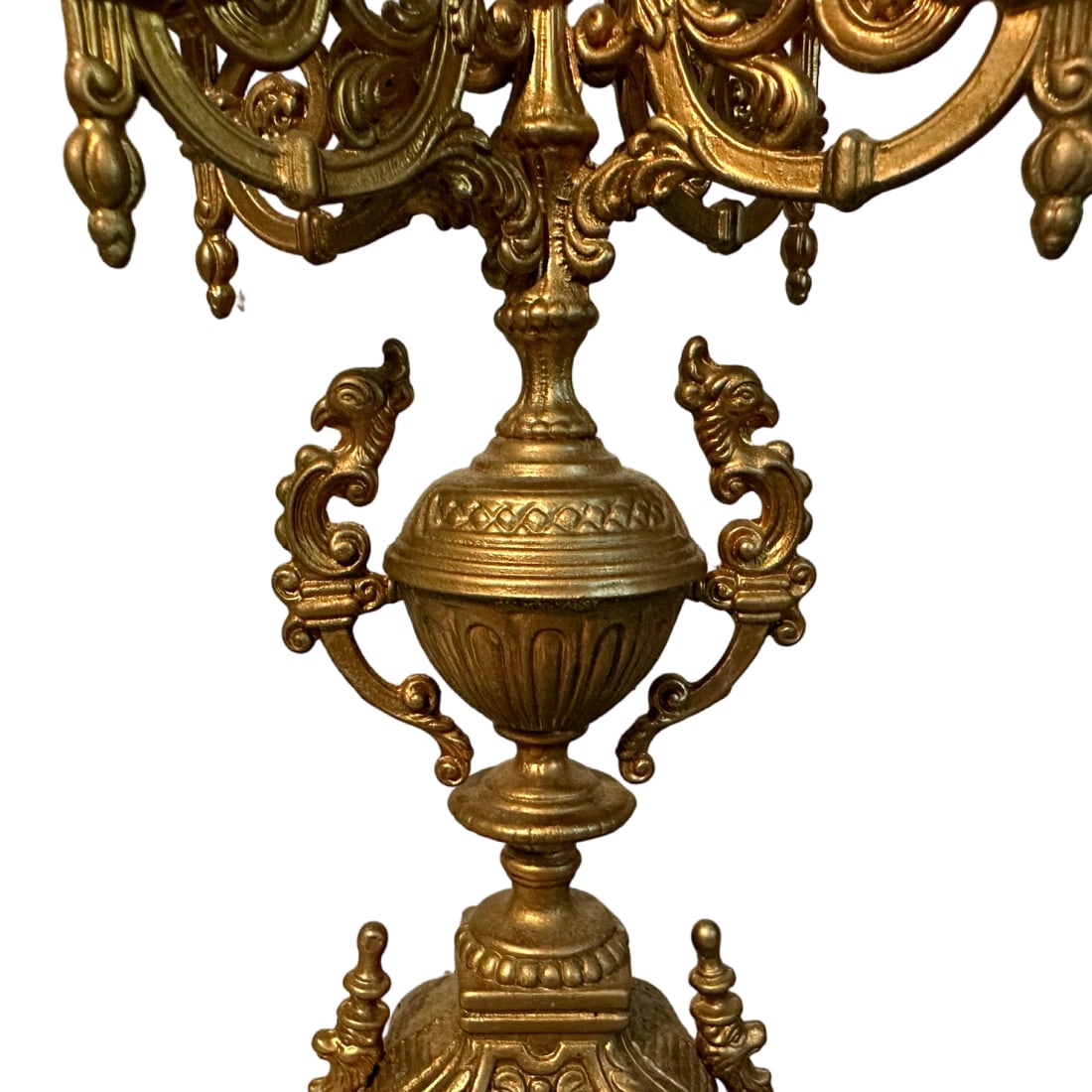 Pair of Vintage Italian Baroque Brass Brevattato 6 Light Candelabra W/Crystals & Snuffers - 5