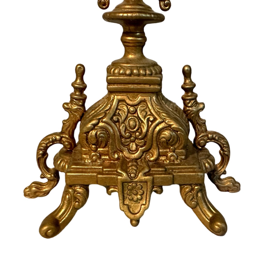 Pair of Vintage Italian Baroque Brass Brevattato 6 Light Candelabra W/Crystals & Snuffers - 6