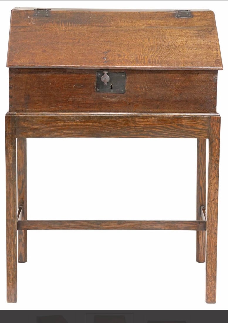 Antique Late 18th Century English Georgian Oak Box on Stand - 2