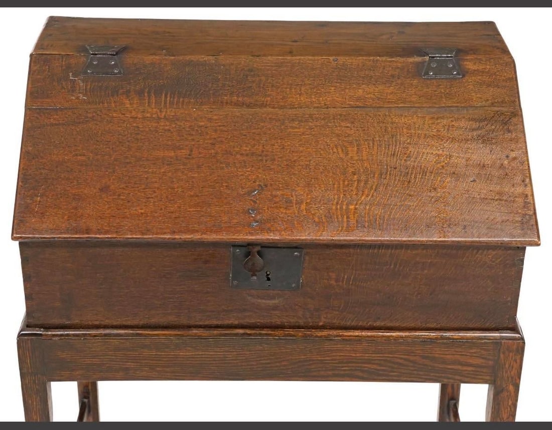 Antique Late 18th Century English Georgian Oak Box on Stand - 3