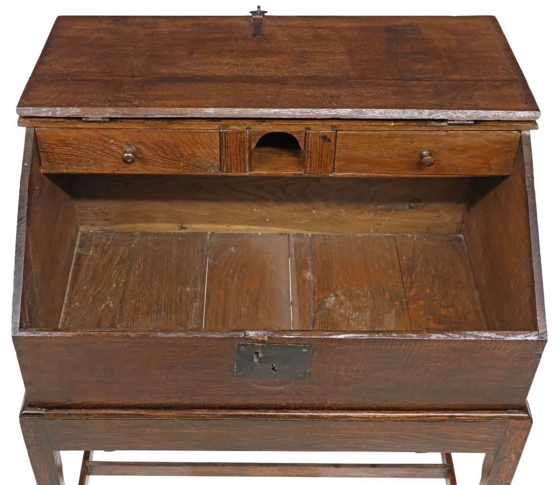 Antique Late 18th Century English Georgian Oak Box on Stand - 4