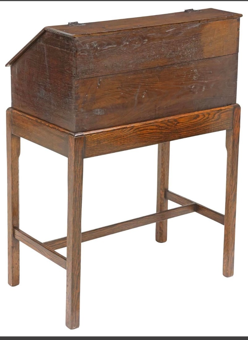 Antique Late 18th Century English Georgian Oak Box on Stand - 5