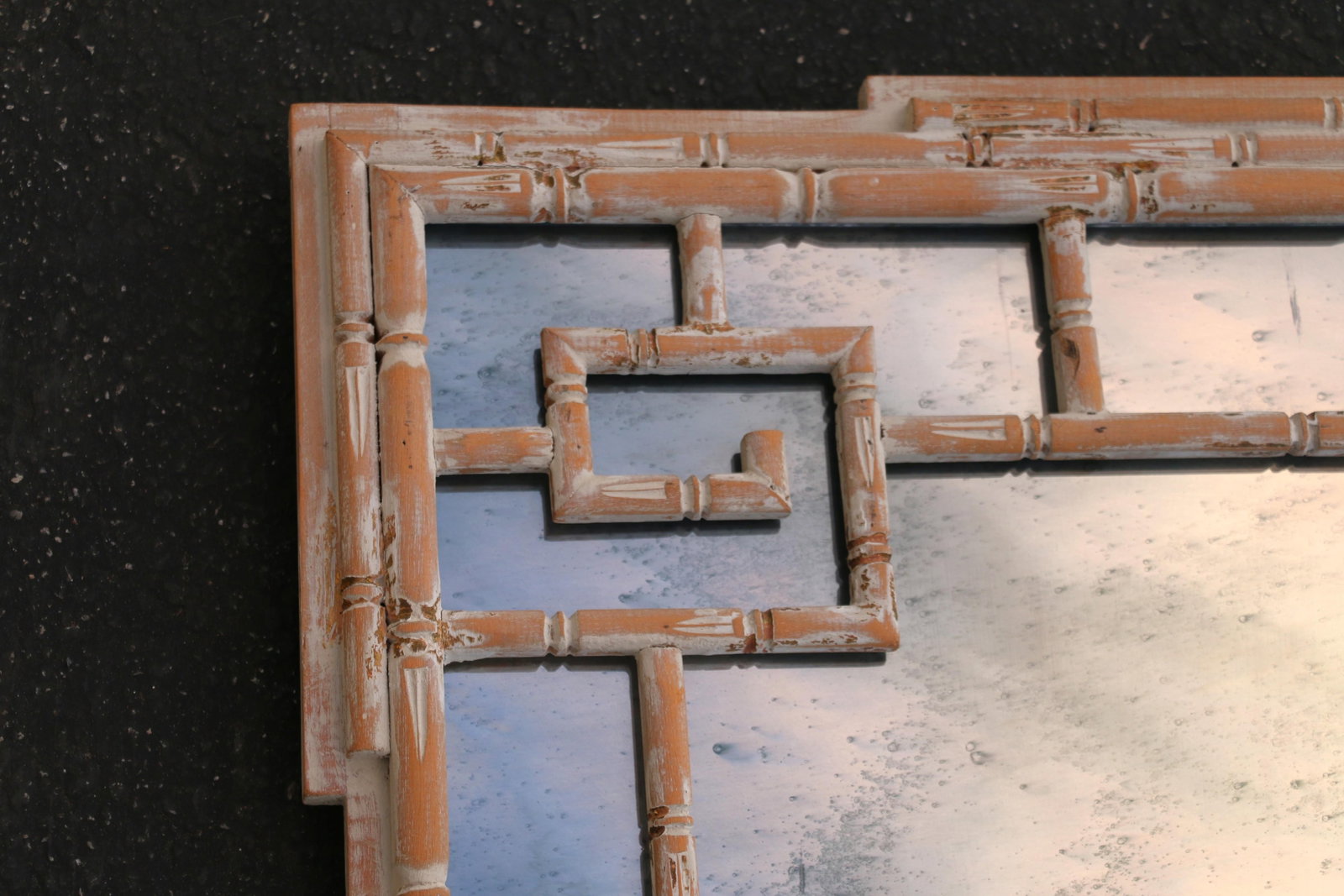 Vintage Italian Faux Bamboo Greek Key Wall Mirror, 1970s - 11