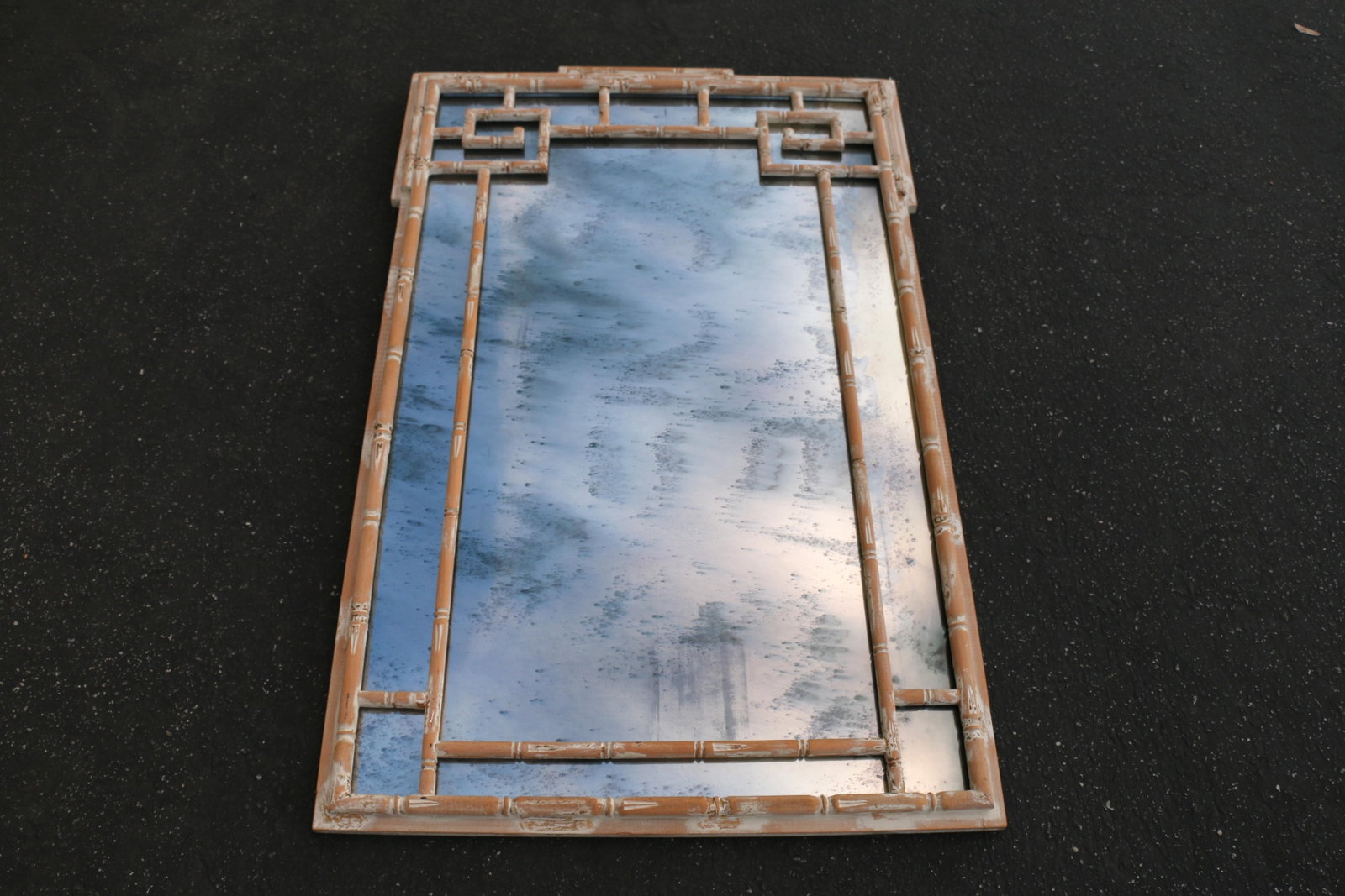 Vintage Italian Faux Bamboo Greek Key Wall Mirror, 1970s - 2
