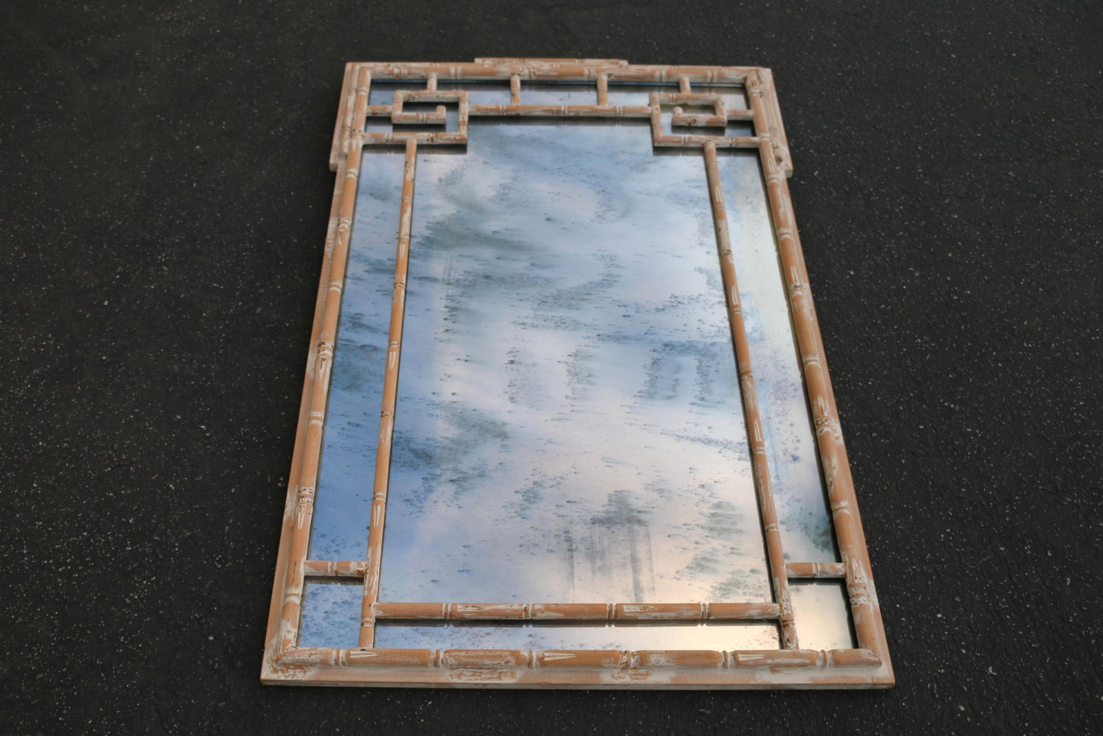 Vintage Italian Faux Bamboo Greek Key Wall Mirror, 1970s - 5