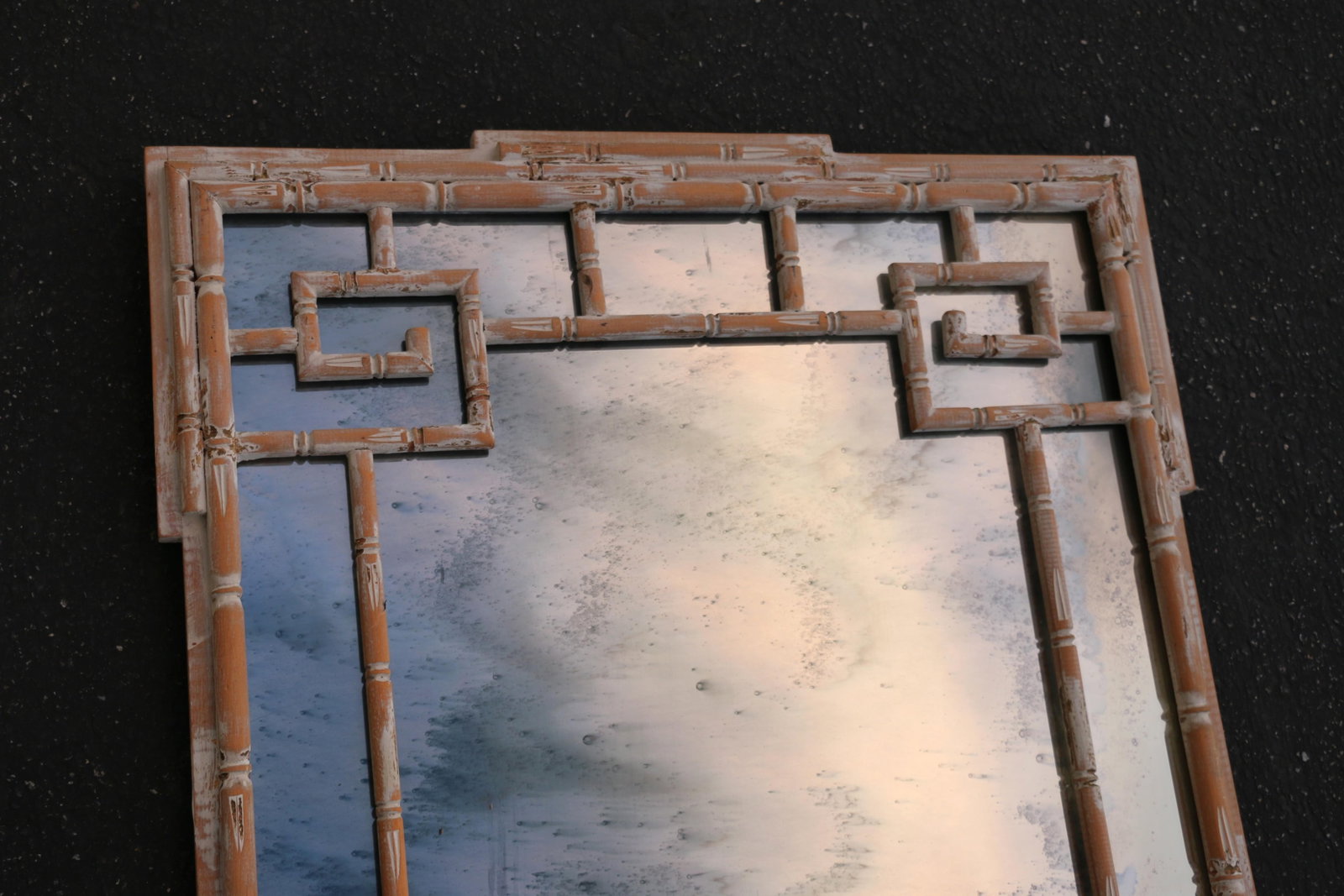 Vintage Italian Faux Bamboo Greek Key Wall Mirror, 1970s - 6