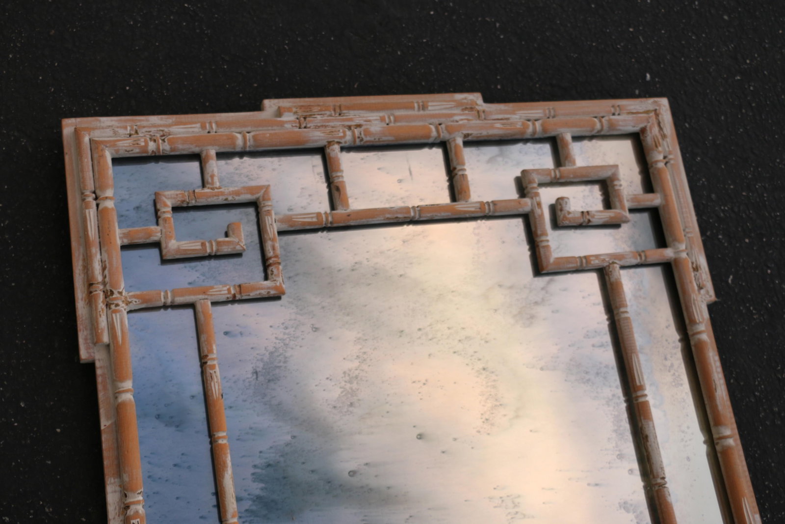 Vintage Italian Faux Bamboo Greek Key Wall Mirror, 1970s - 7