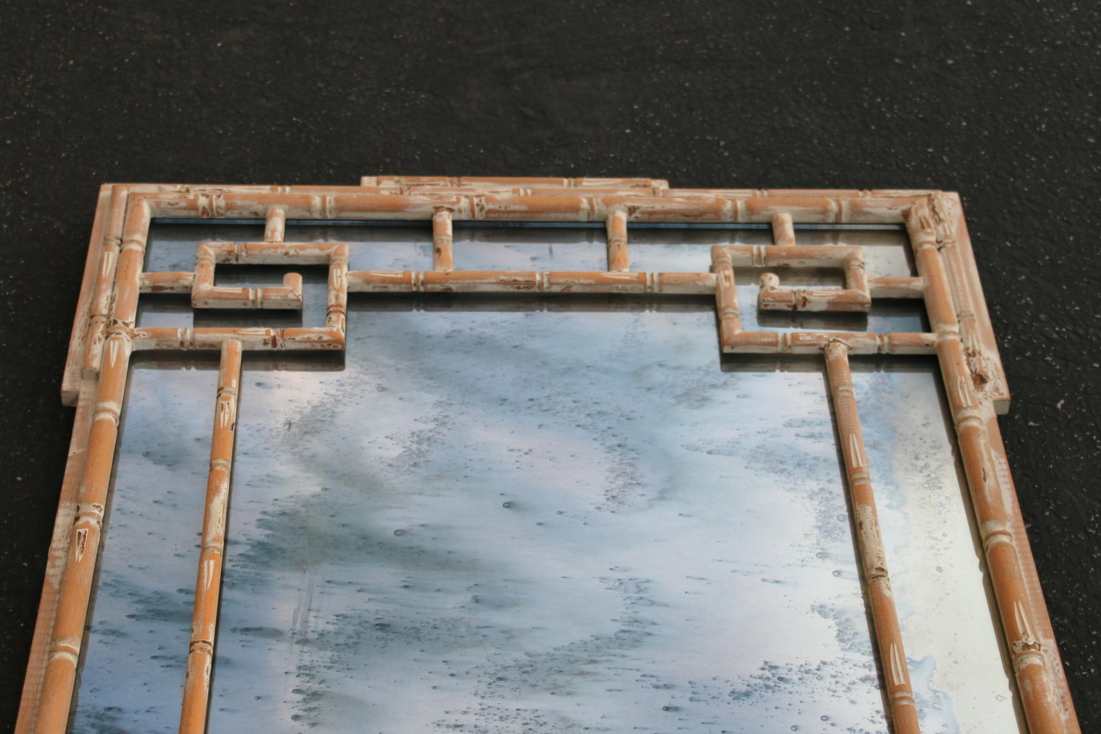 Vintage Italian Faux Bamboo Greek Key Wall Mirror, 1970s - 8