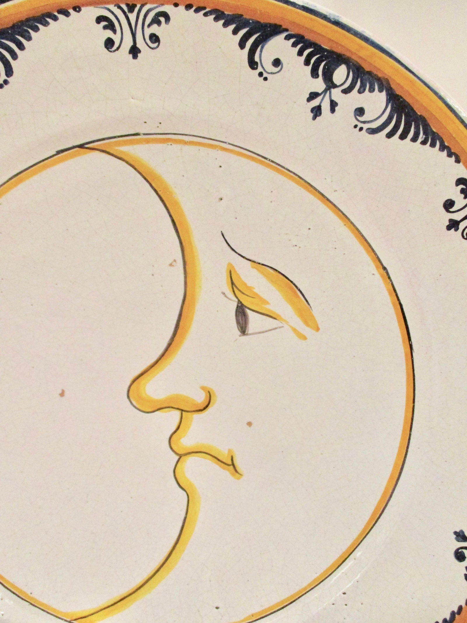 Man in the Moon French Faience Deep Dish Charger 70s - 5