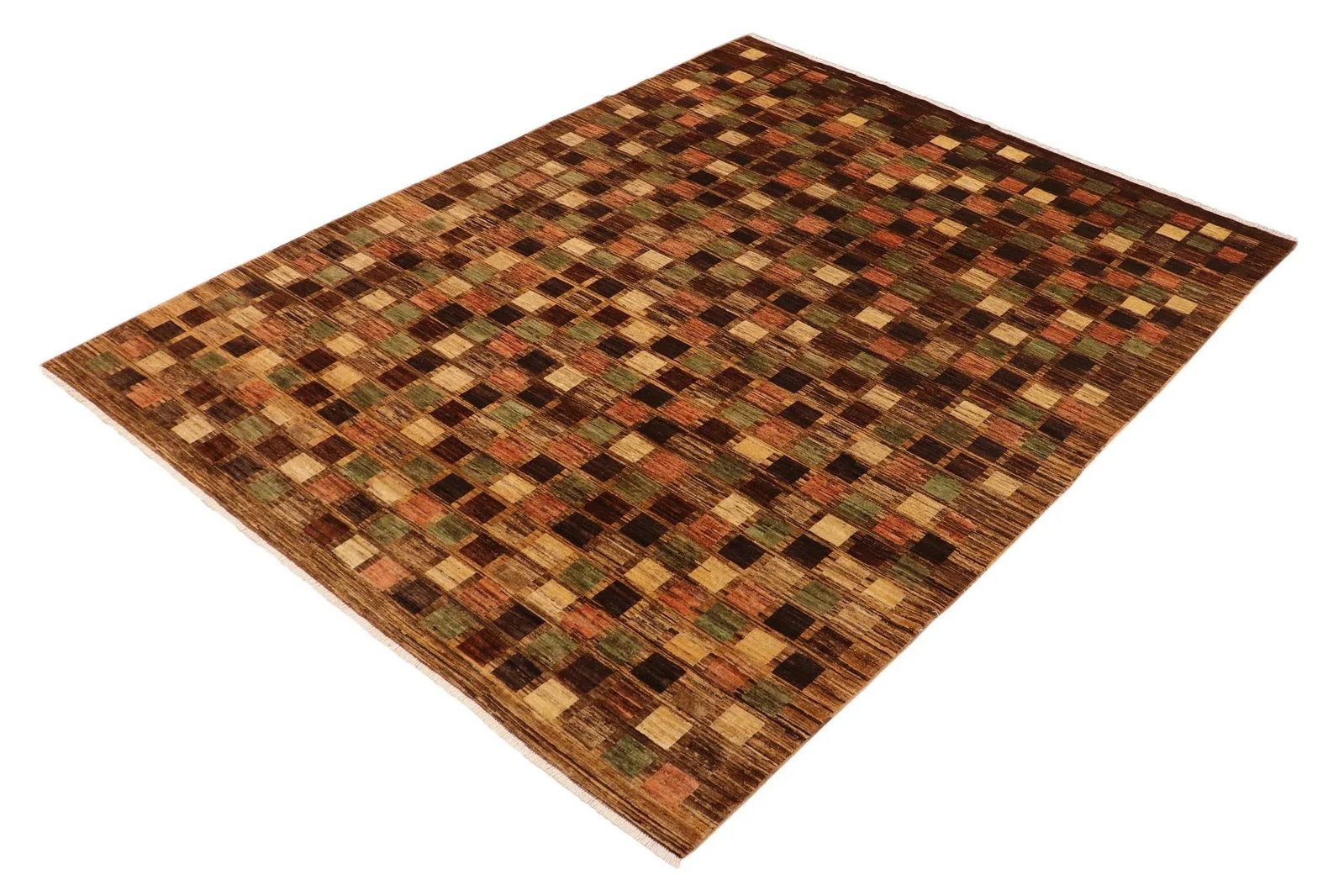 1980s Boho Chic Gabbeh Brown/Tan Wool Rug - 8'11'' X 11'7'' - 3