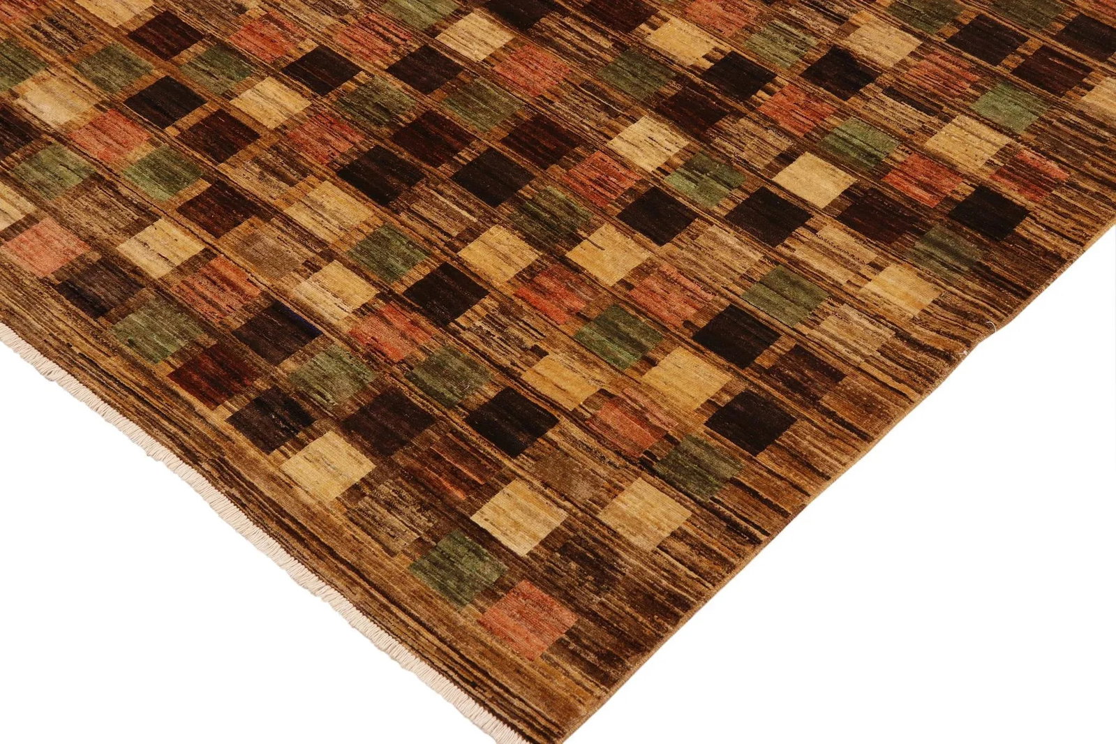 1980s Boho Chic Gabbeh Brown/Tan Wool Rug - 8'11'' X 11'7'' - 4