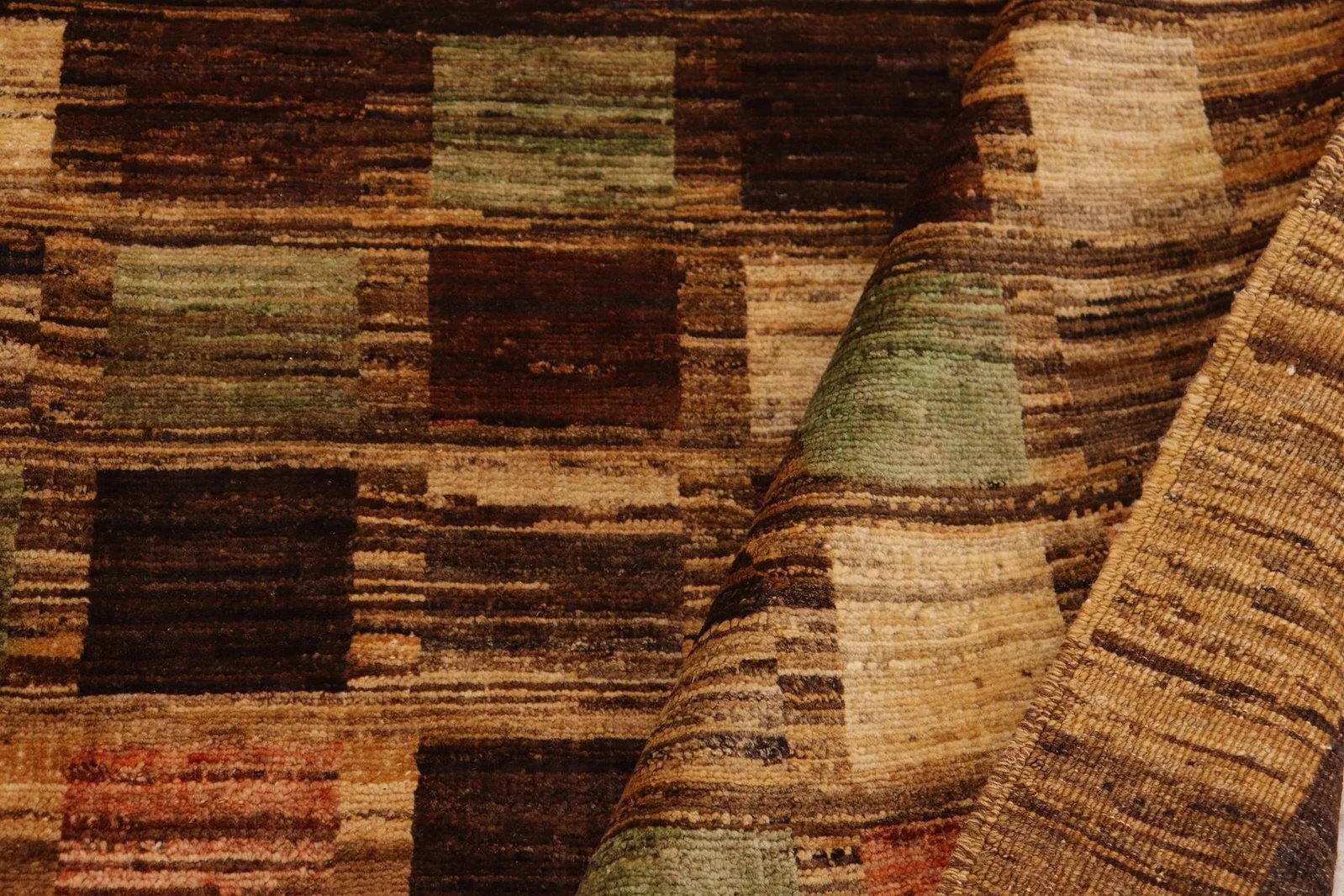 1980s Boho Chic Gabbeh Brown/Tan Wool Rug - 8'11'' X 11'7'' - 8