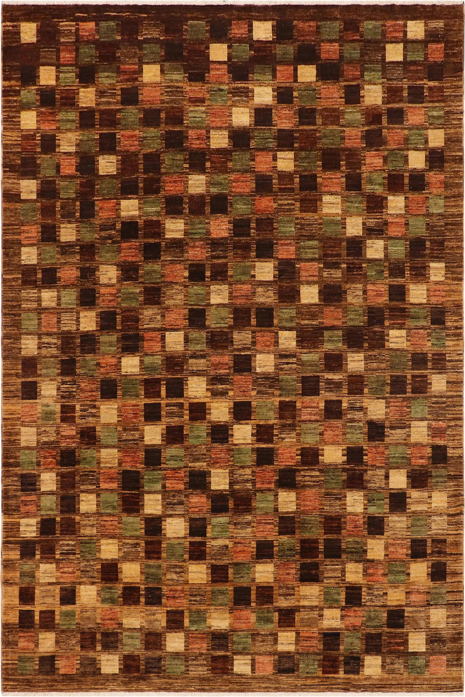 1980s Boho Chic Gabbeh Brown/Tan Wool Rug - 8'11'' X 11'7'' - 9