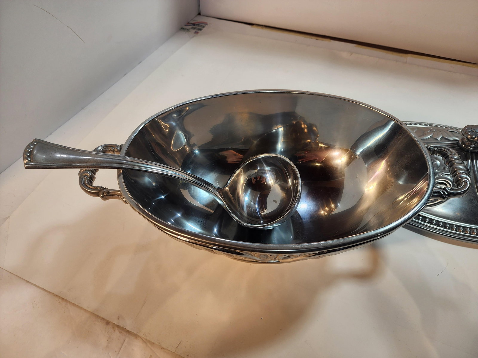 Lenox Metal Soup Tureen With Lid and Spoon - 2