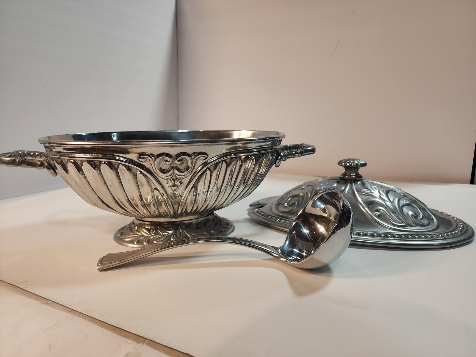 Lenox Metal Soup Tureen With Lid and Spoon - 5