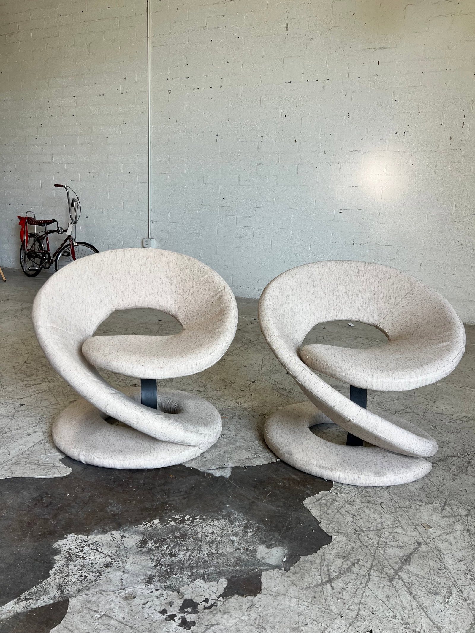 Vintage Postmodern Newly Upholstered Spiral Lounge Chairs - A Pair - 3