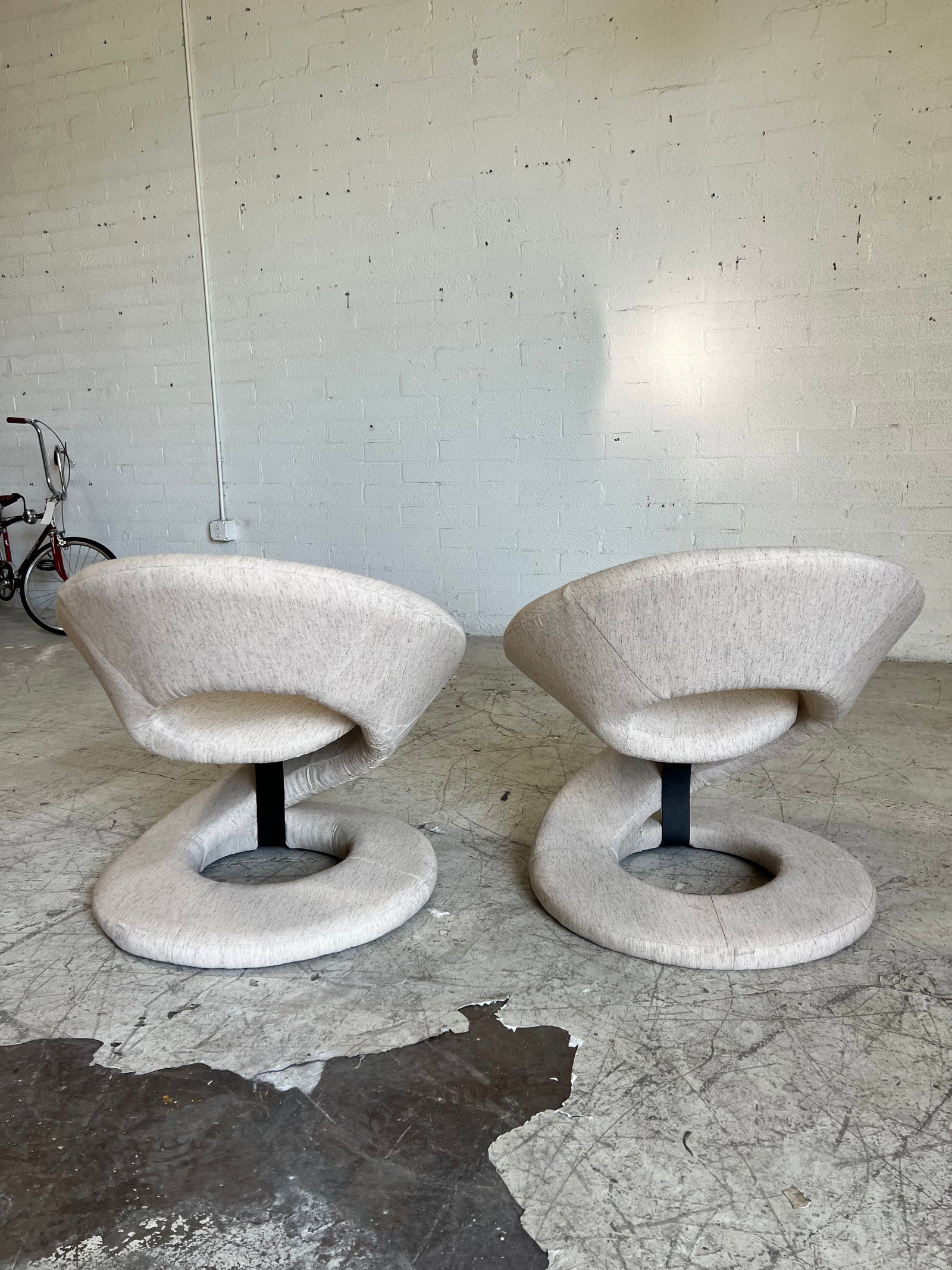 Vintage Postmodern Newly Upholstered Spiral Lounge Chairs - A Pair - 4