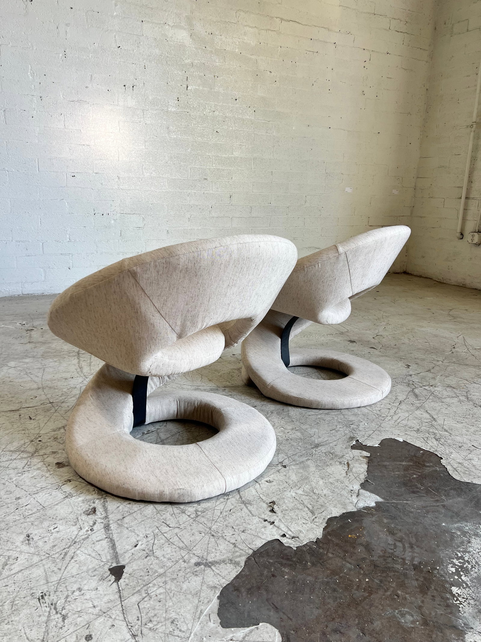 Vintage Postmodern Newly Upholstered Spiral Lounge Chairs - A Pair - 5
