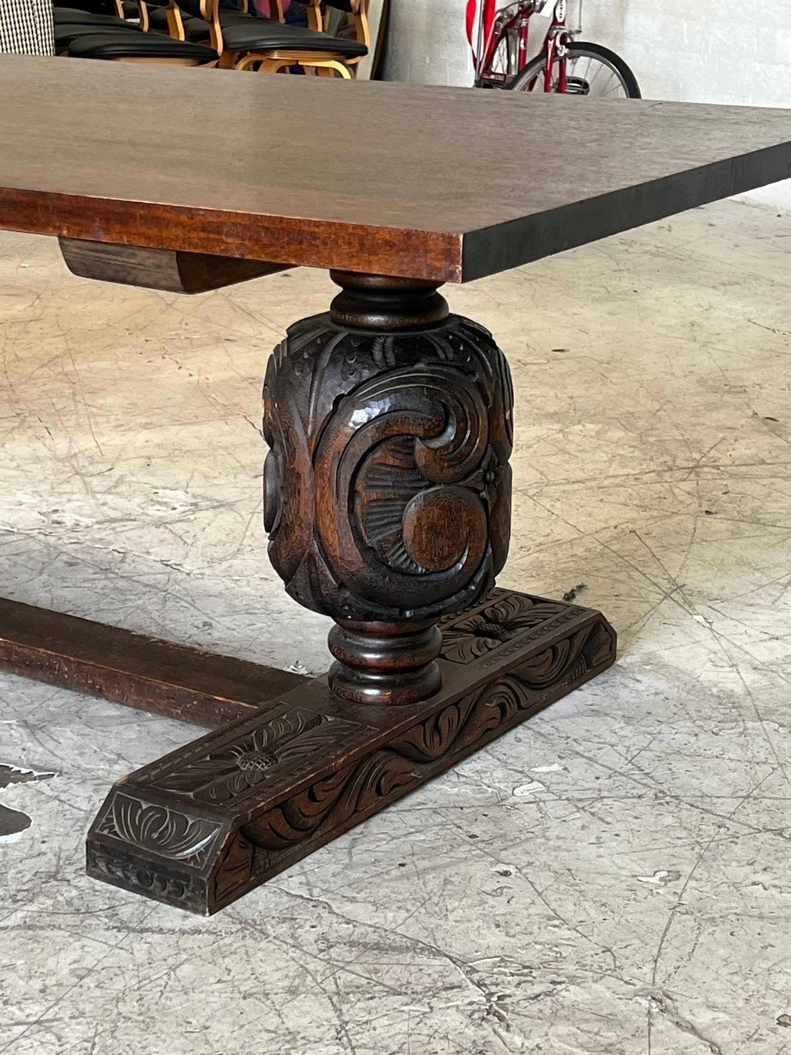Vintage Mexican Hand Carved Large Dining Table - 2