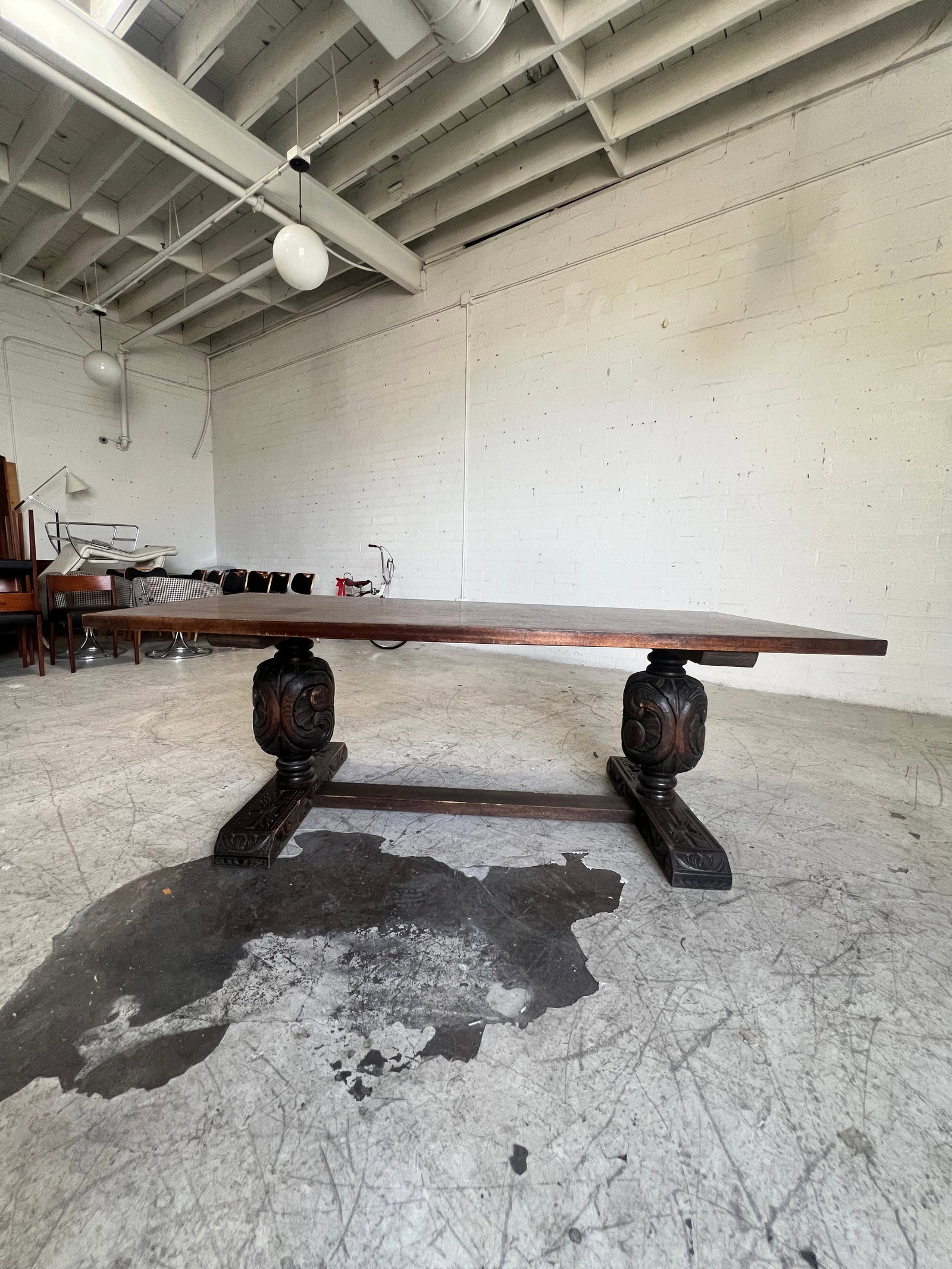 Vintage Mexican Hand Carved Large Dining Table - 3