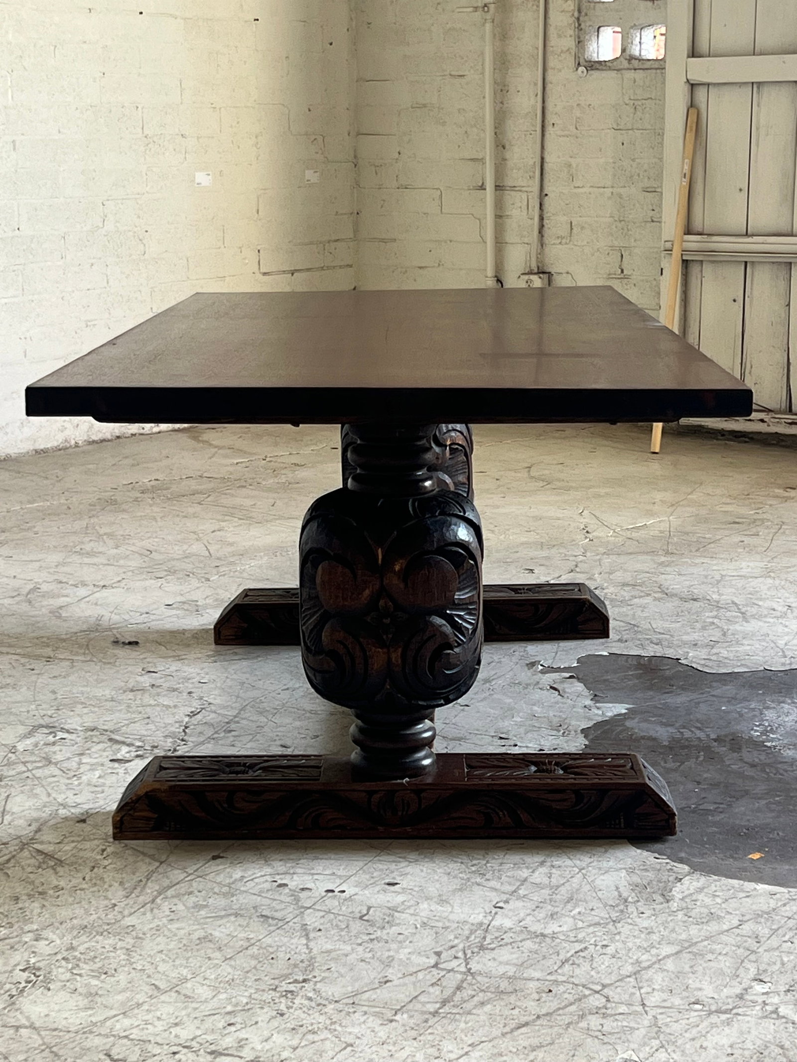 Vintage Mexican Hand Carved Large Dining Table - 4