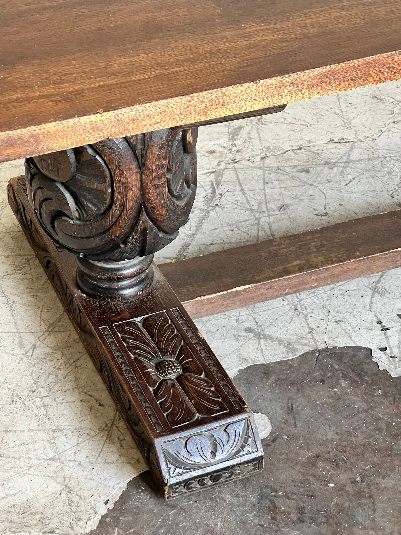 Vintage Mexican Hand Carved Large Dining Table - 5