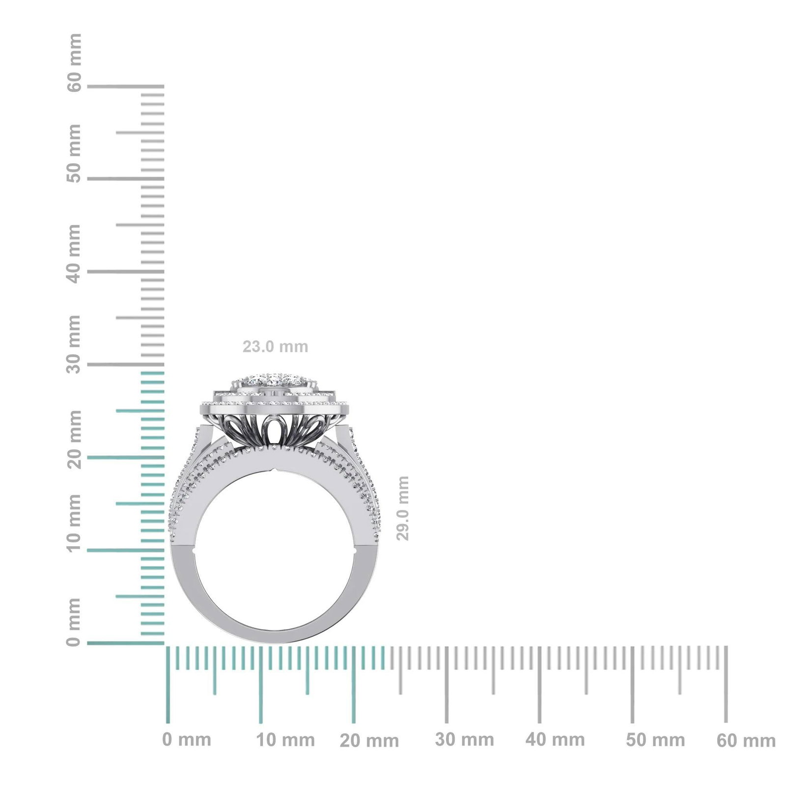 10K White Gold Round Baguette Diamond Womens Size 7 Oval Shape Designer Bridal Ring 2-5/8 Cttw - 2