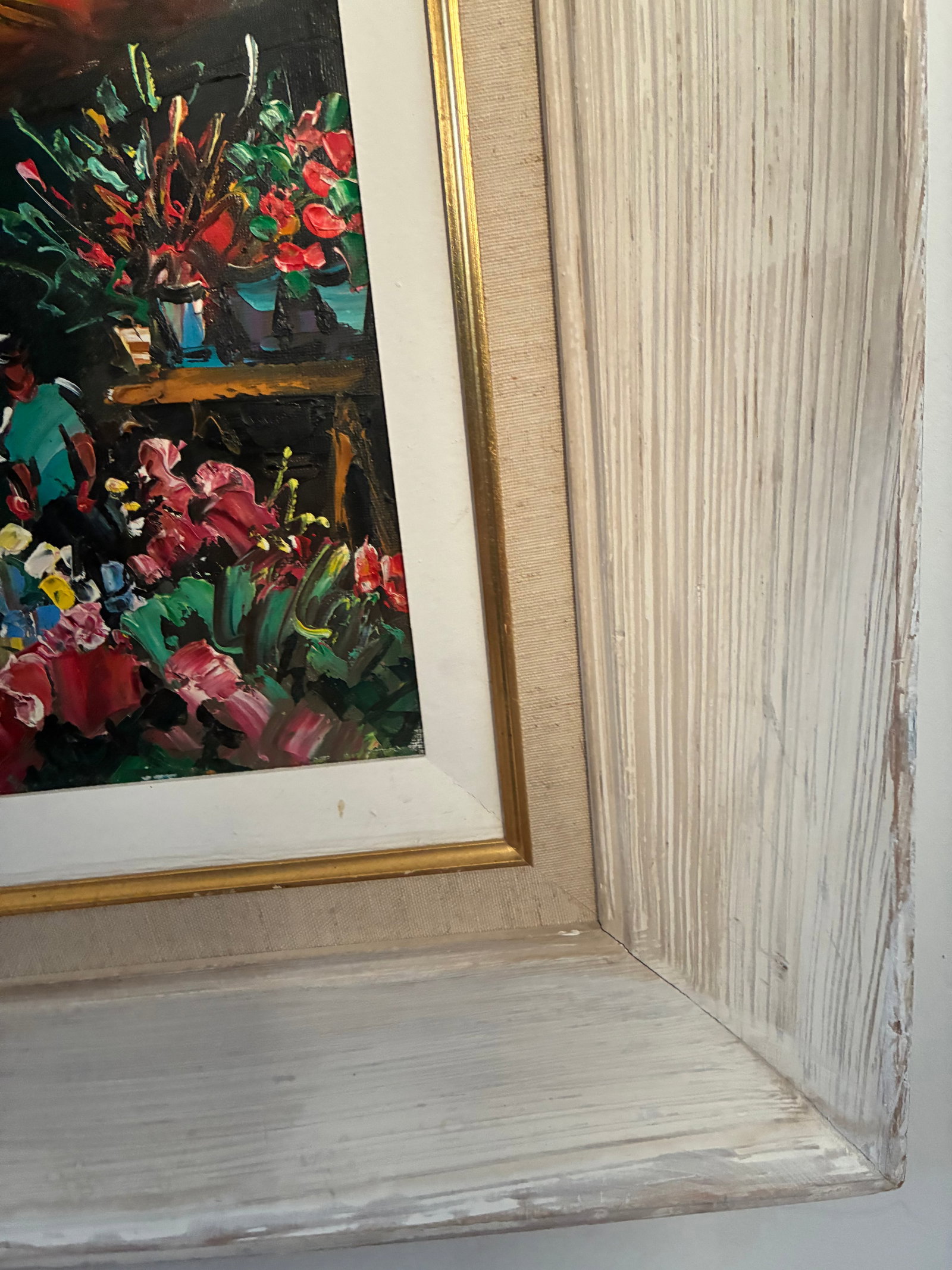 Mid 20th Century Paris Flower Market Oil Painting - 2
