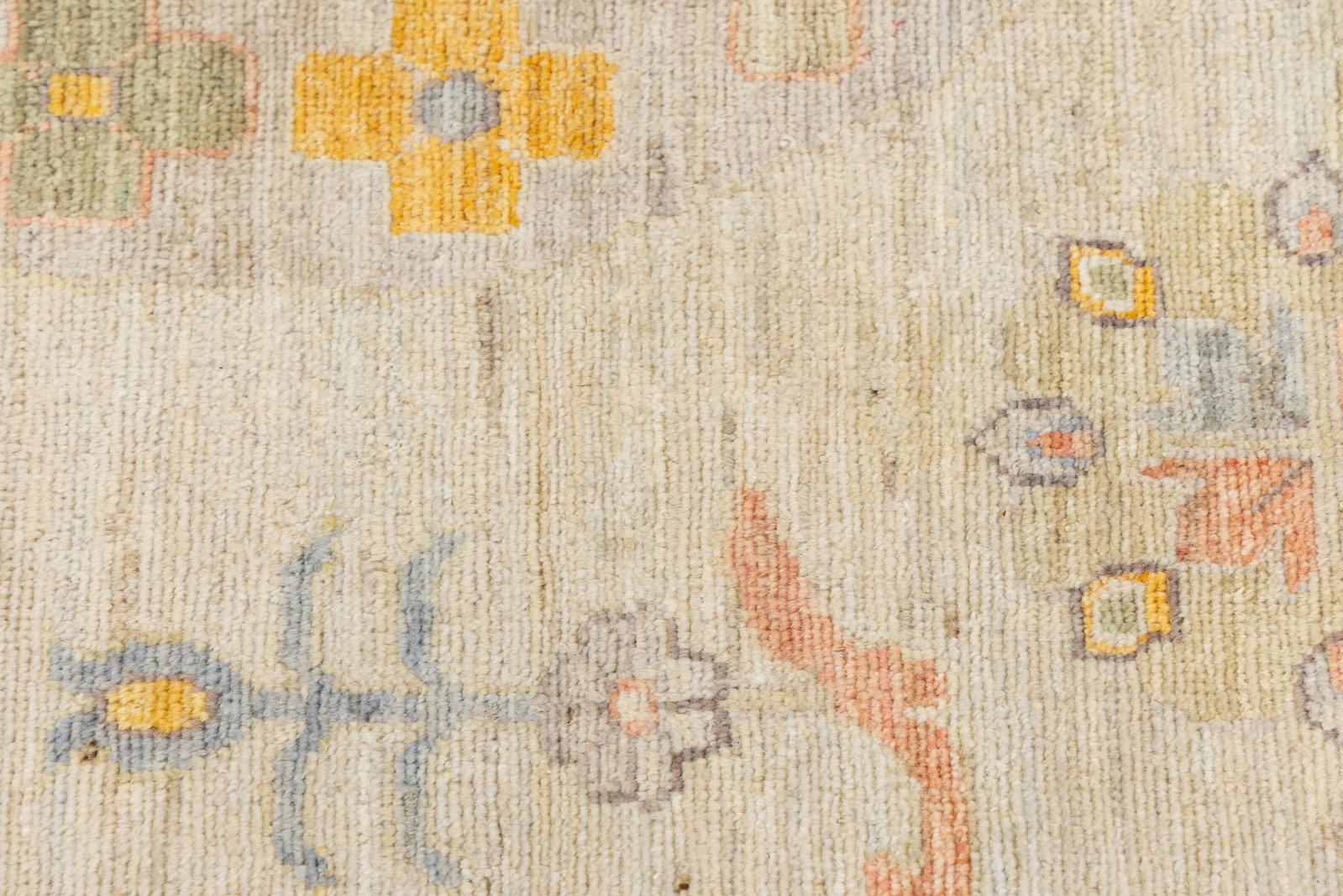 Modern Khotan Style Hand-Knotted Wool Rug - Pastel Geometric Medallion Design - 4