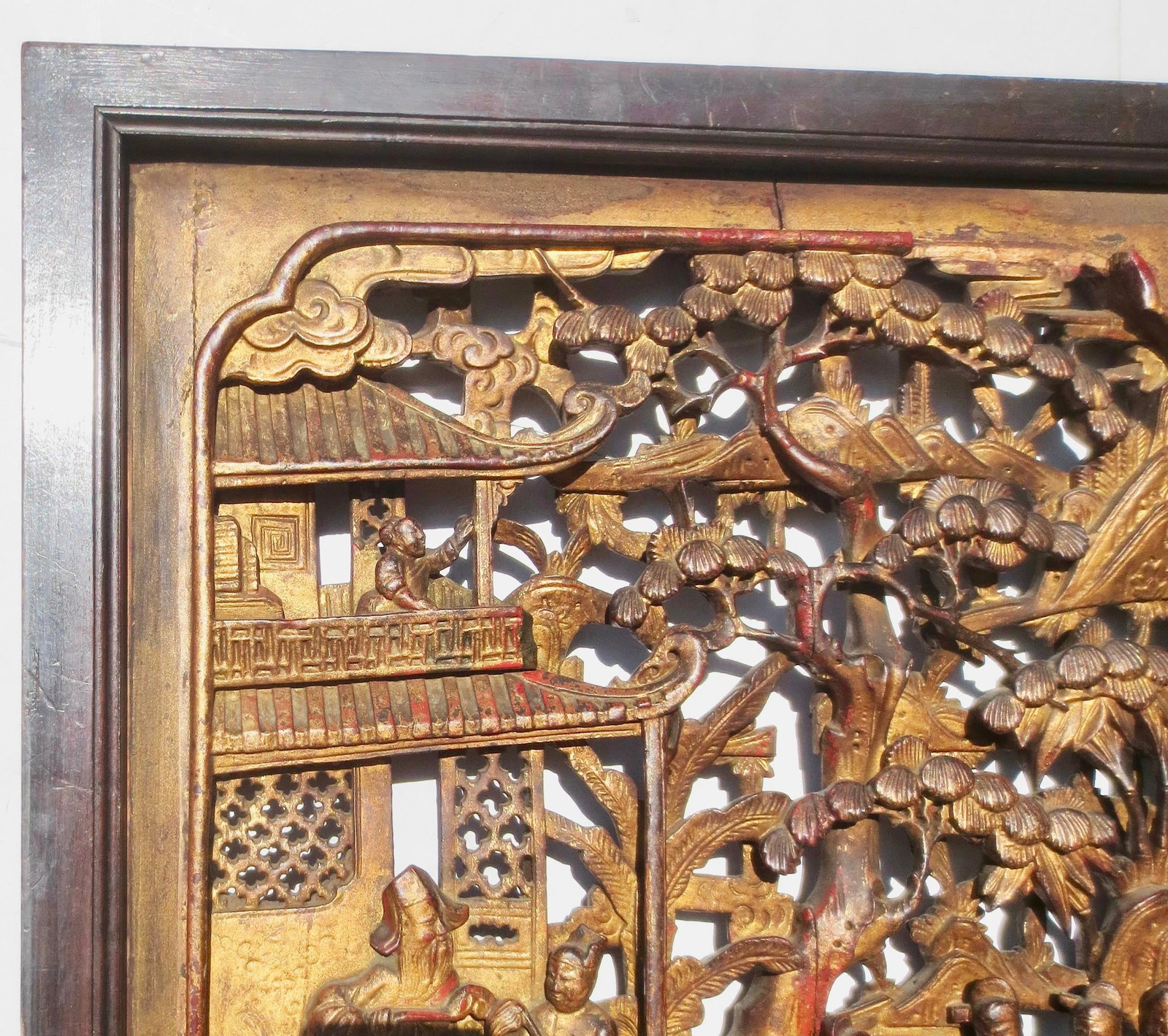 Antique Chinese Wood Carved Scenic Panel - 5