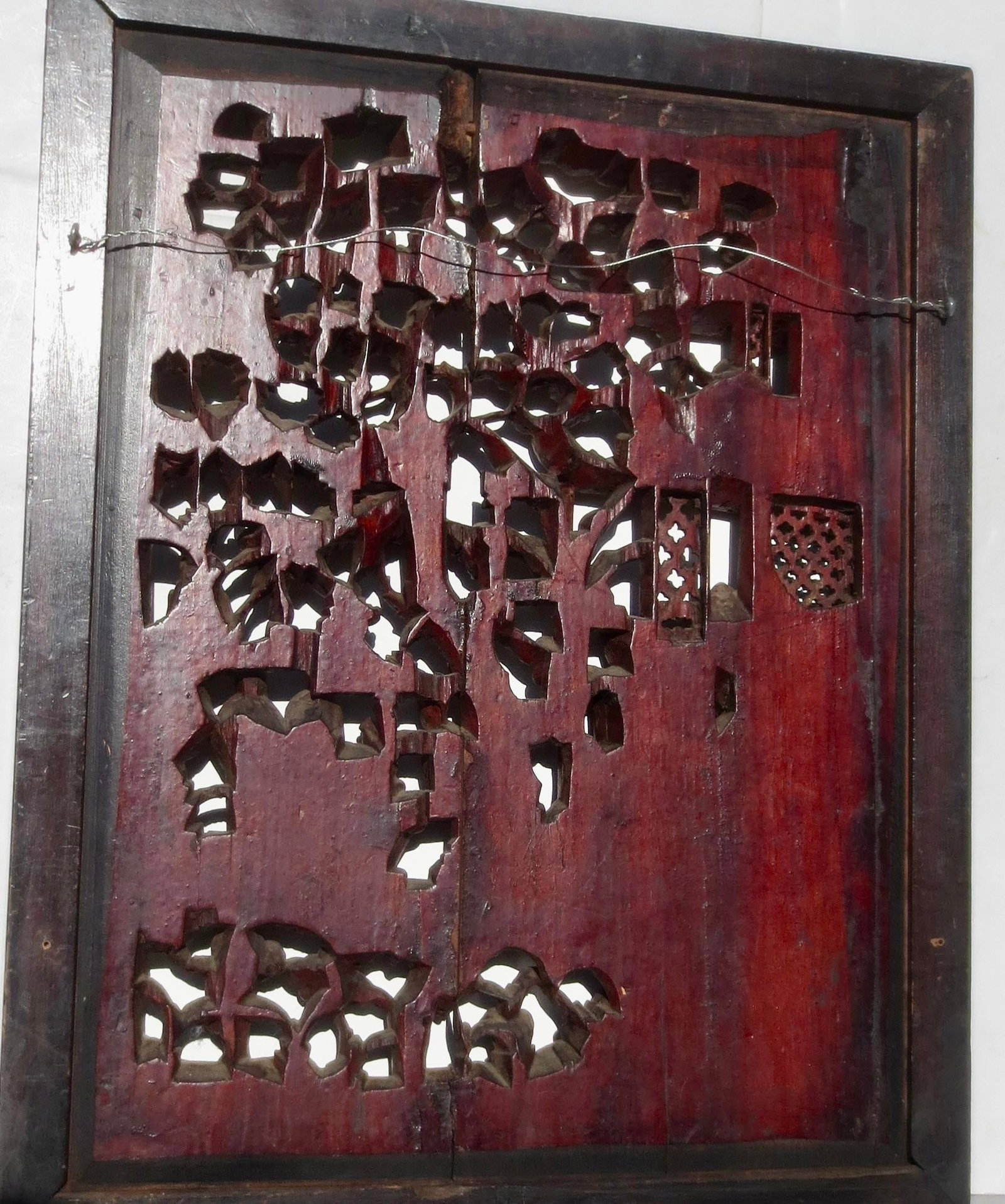 Antique Chinese Wood Carved Scenic Panel - 7