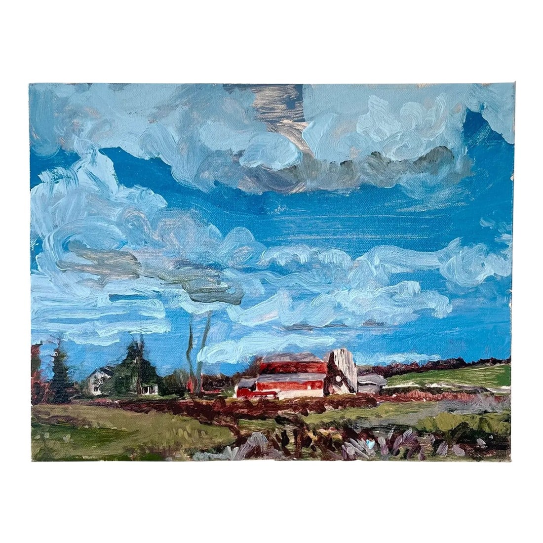 Farmhouse Landscape Oil Painting on Canvas by Hans Petrich - Signed: Lovely farm house landscape painting. Oil on canvas Signed by Hans Petrich Dimensions 14ÊºW × 1.5ÊºD × 11ÊºH Condition: Imperfections: No Imperfections