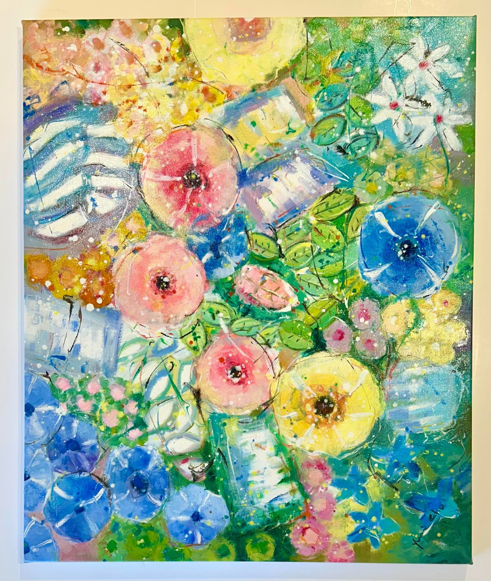 Modern Abstract Floral Painting on Canvas, by Youn Cho - 5