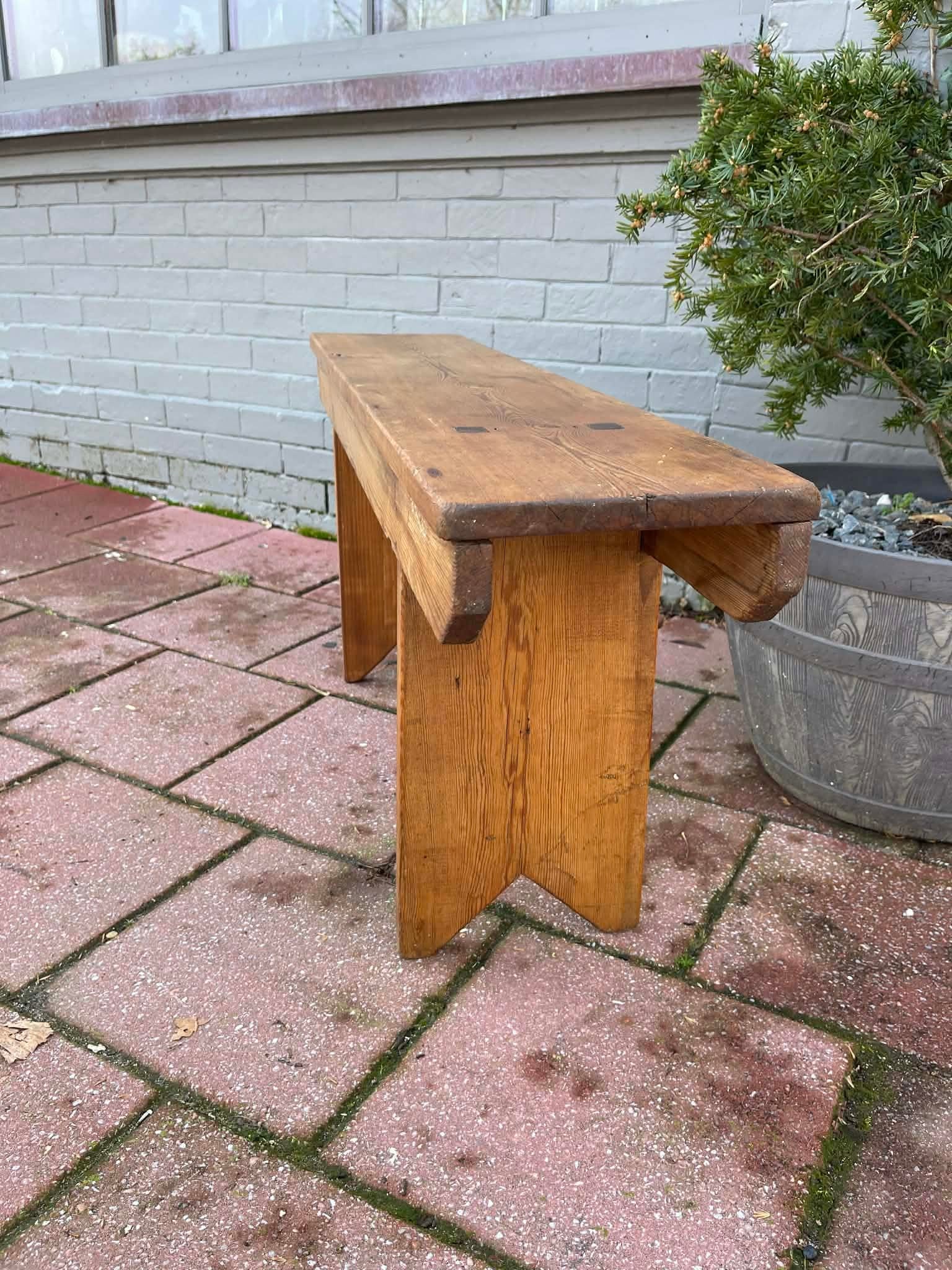 Antique English Country Pine Bench, C 1860. - 3