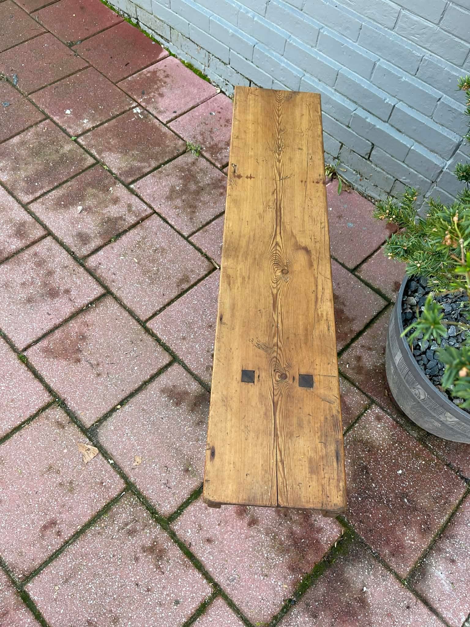 Antique English Country Pine Bench, C 1860. - 5